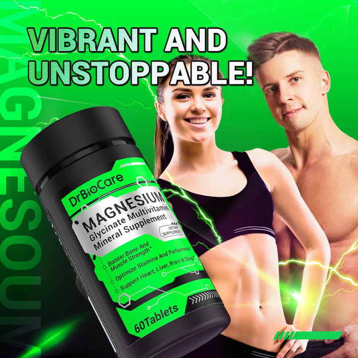 DrBioCare Energy Boost & Magnesium Glycinate, Contains Vitamin D3, Vitamin C, Turmeric Supplement, Ashwagandha Supplement, Milk Thistle, Calcium Supplement & Magnesium Supplement 120 Tablets