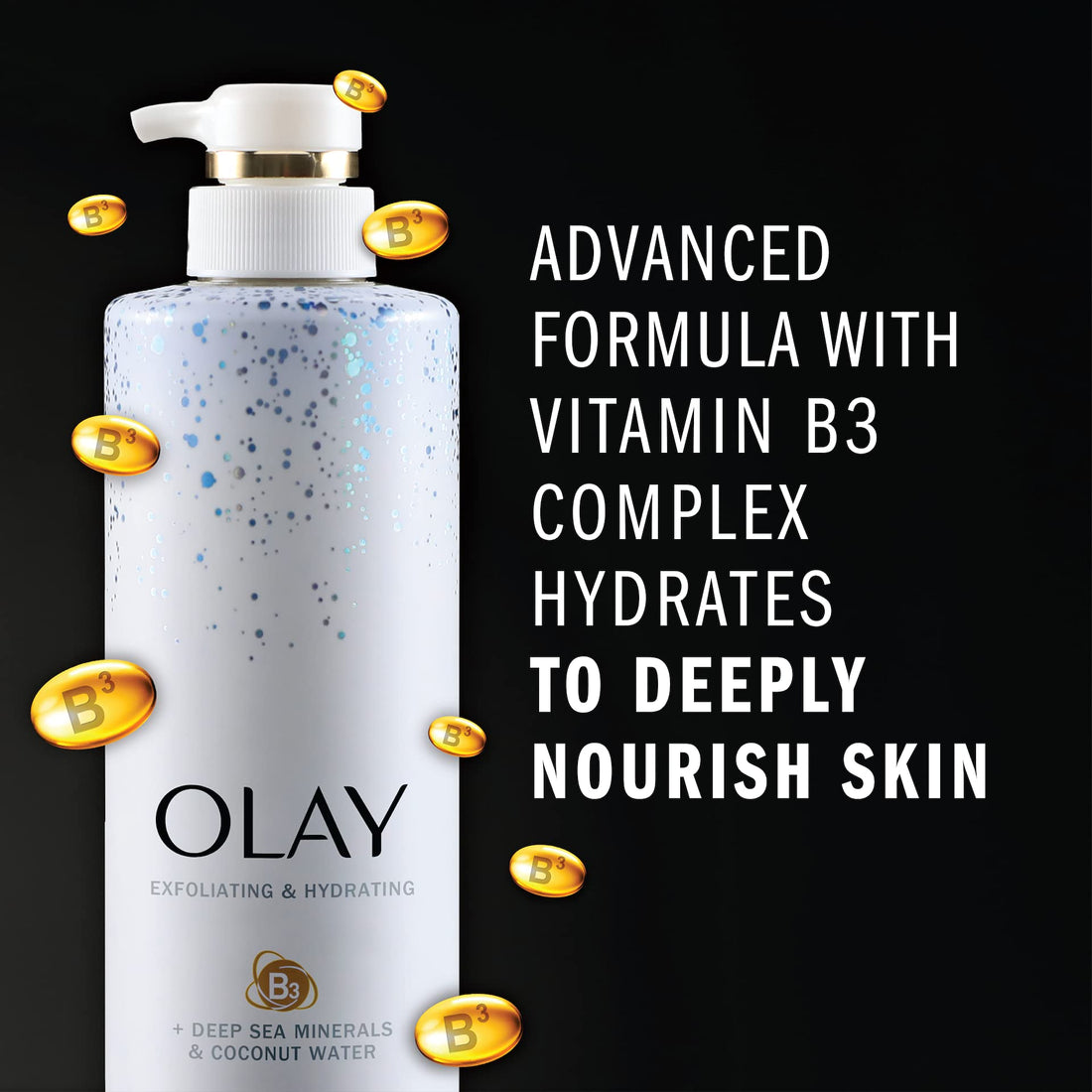 Olay Exfoliating & Hydrating Body Wash With Deep Sea Minerals Coconut Water and Vitamin B3 20 fl oz (Pack of 4)