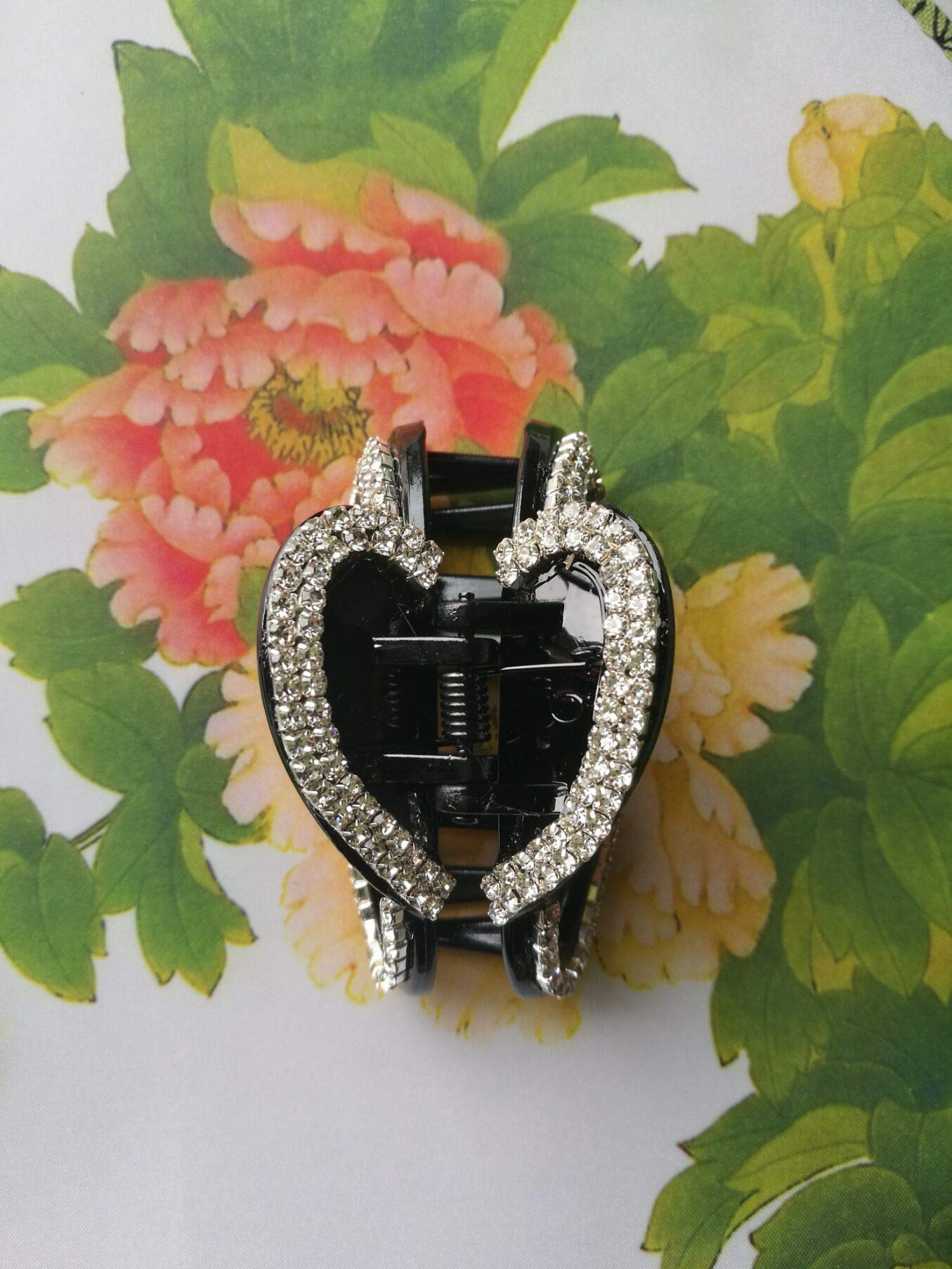 Women Simple Exquisite Acrylic Rhinestones Large Fancy Hair Claw Clip - Girls Elegant Butterfly Jaw Clips Hairpin For Thick Hair (Black)