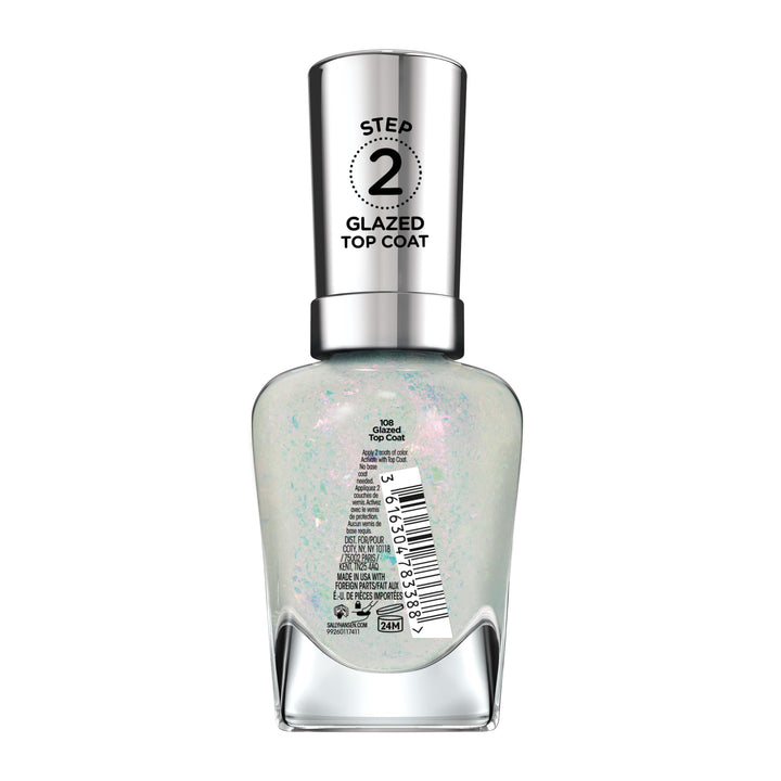 Sally Hansen Miracle Gel, Glazed Top Coat, Long Lasting, Gel-Like Formula, No UV Lamp Needed, Sheer, Shiny Clear Nail Polish