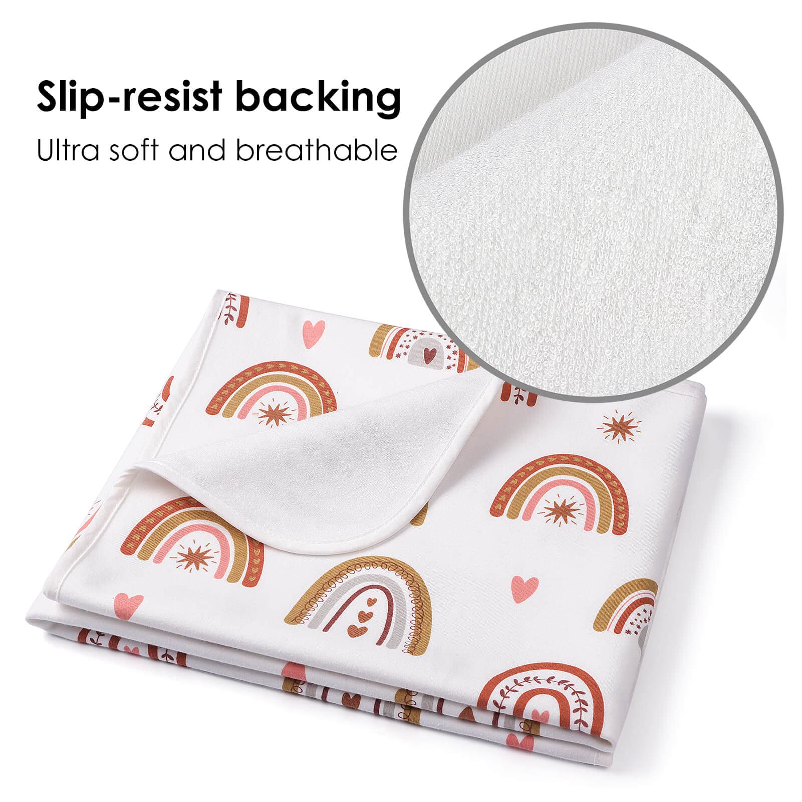 ROCCED Baby Bed Pad Waterproof Washable Reusable 31x40 Large Toddler Mattress Protector Incontinence Pads Sheet Cover Underpads for Kids Adults and Pets Potty Training Mat-Rainbow