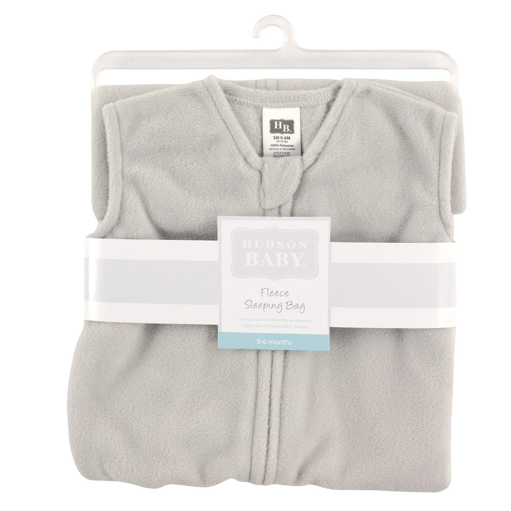 Hudson Baby Unisex Baby Plush Sleeping Bag, Sack, Blanket, Solid Light Gray Fleece, 18-24 Months