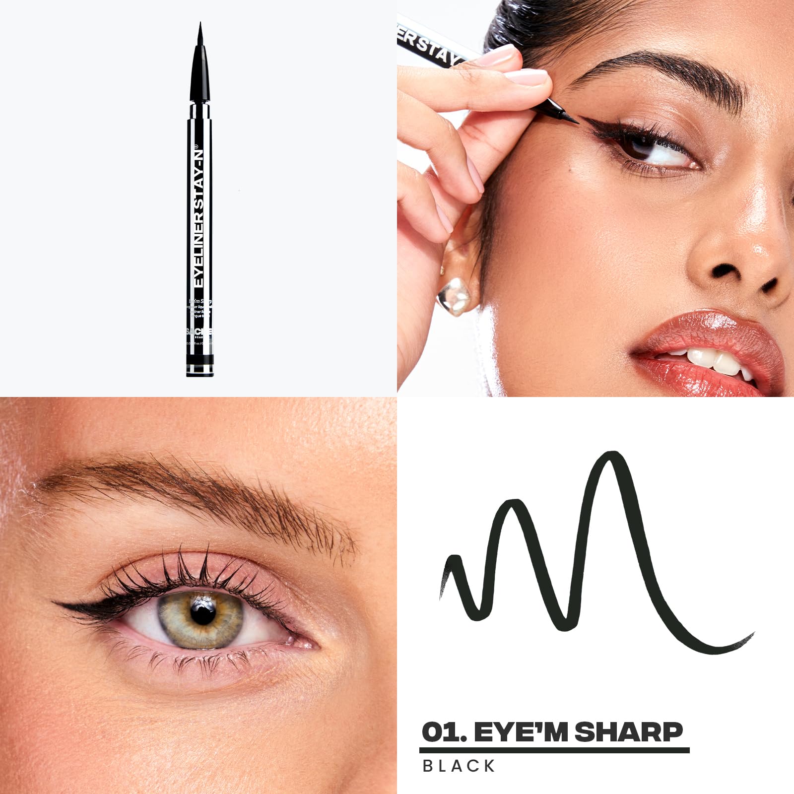 Sacheu Liquid Eyeliner STAY-N Long Wear Waterproof Eyeliner Pen with Ultra-Precise 360° Flexible Tip — Smudge-Proof Vegan & Cruelty-Free Eye Makeup, Eye’m Sharp