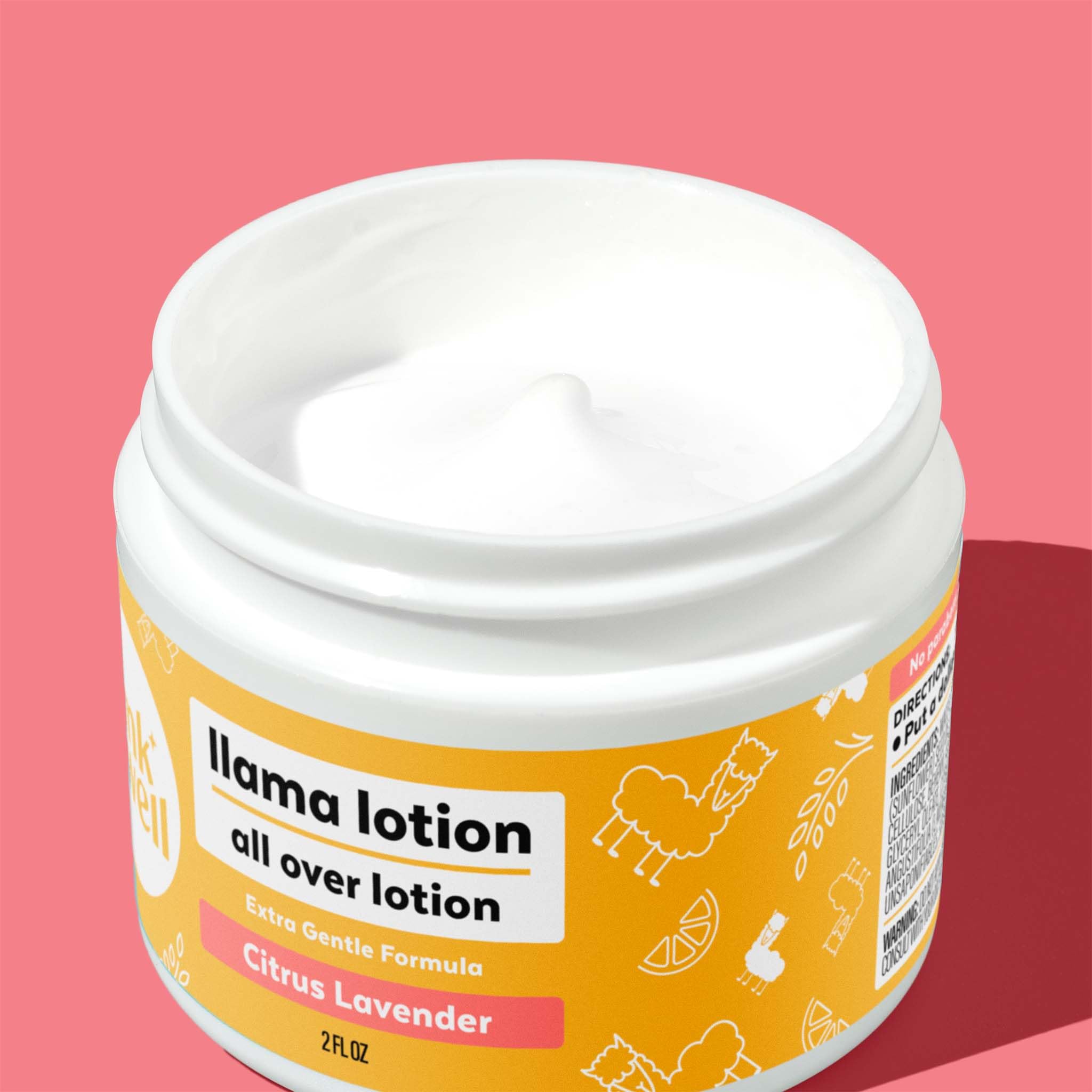 Wink Well Llama Baby Lotion, Gentle Body Care For Moisturizing And Calming Dry Skin For Babies, Kids And Adults, Free Of Parabens, Chemicals, Dyes And Fragrances (2 oz jar)