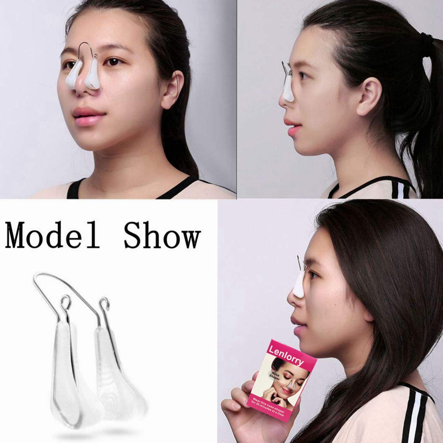 Lenlorry Nose Shaper Clip, Unisex, Hair Trimmer, Nose Lifter, Rhinoplasty Tool, Straightener, Slimming Device, Soft Silicone, Ultra Durable Stainless Steel
