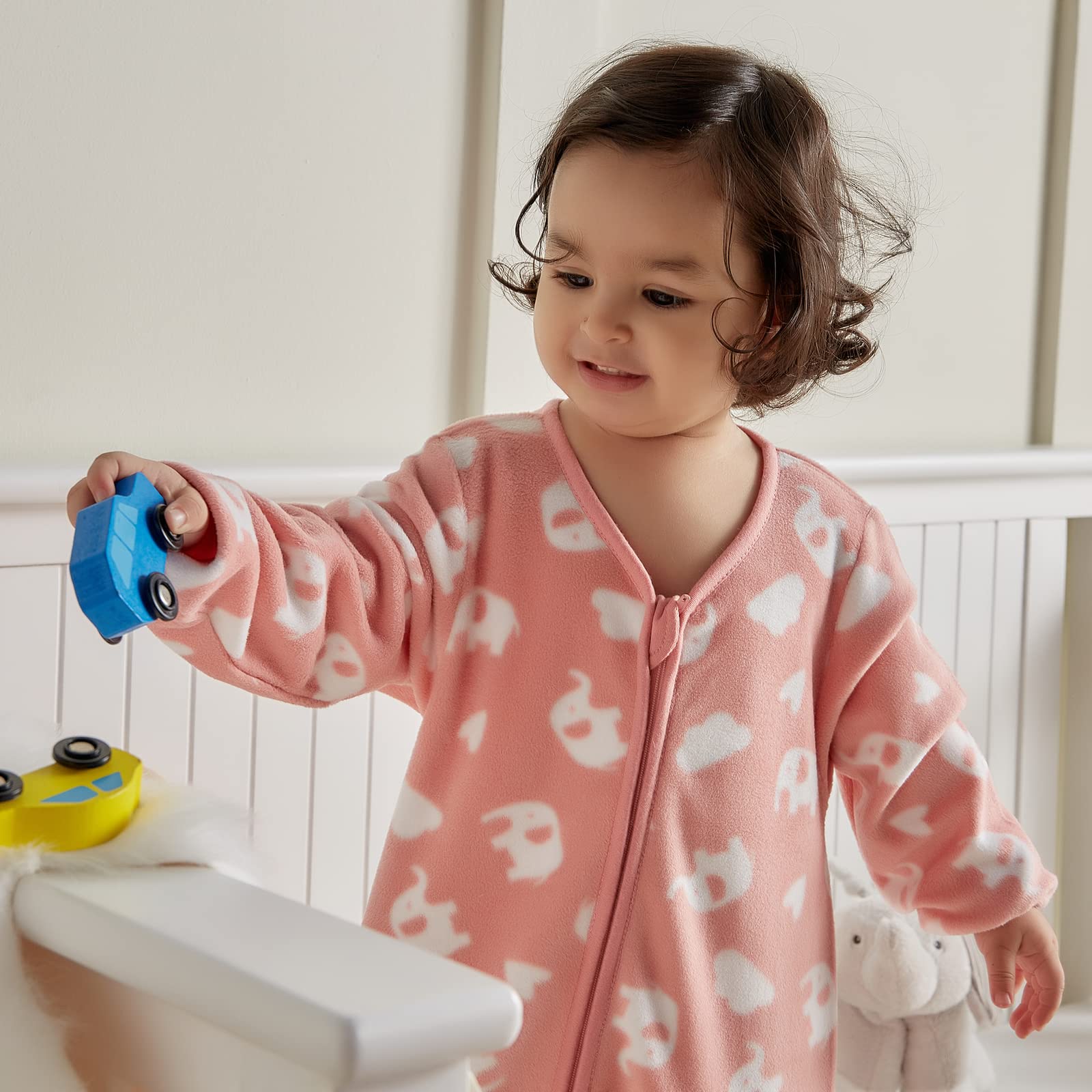 DaysU Micro Fleece Baby Sleep Sack 18-24 Months with Long Sleeves 1.5 TOG, Plush Warm Baby Wearable Blanket with 2-Way Zipper, Baby Girls Sleeping Bag for Toddler, Elephant