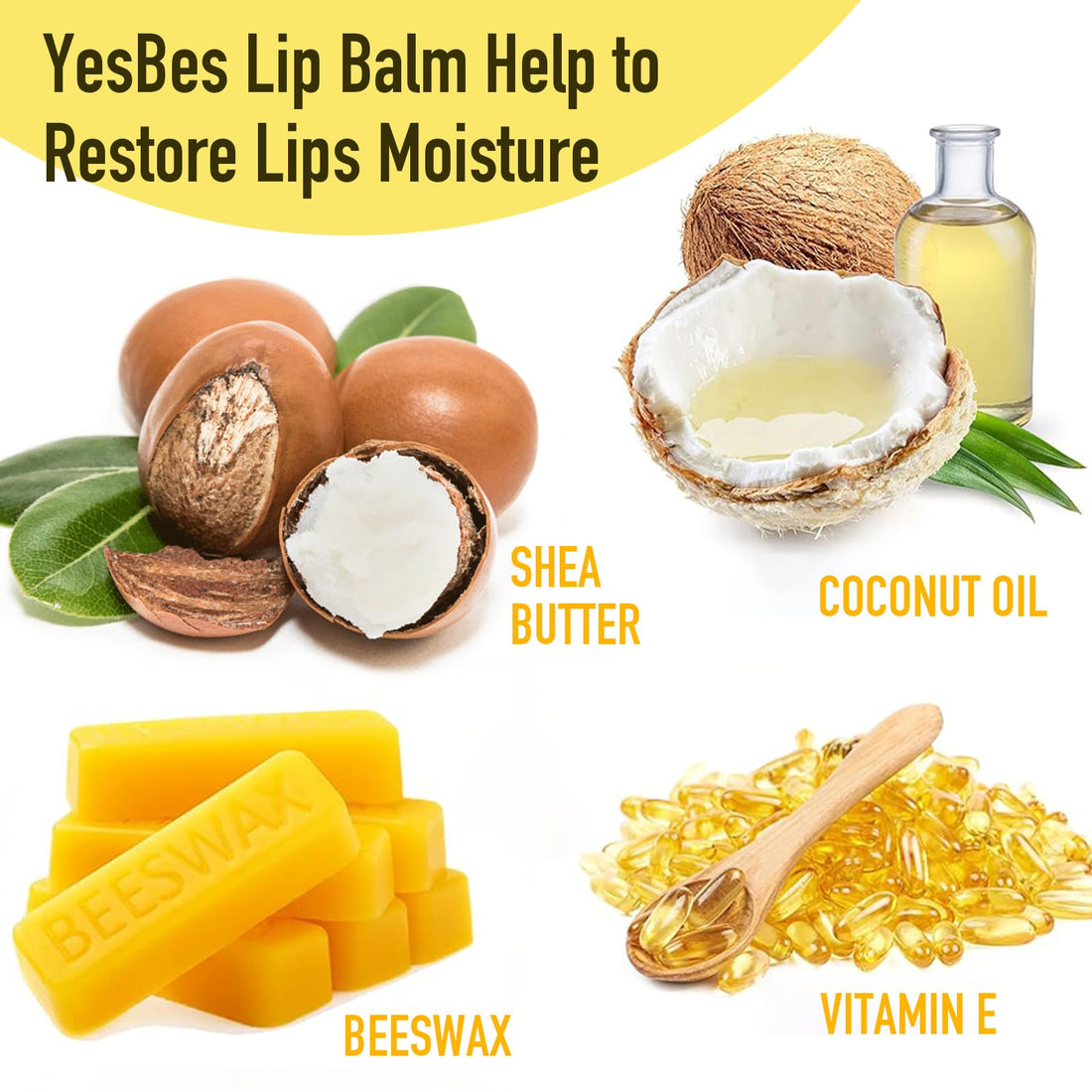 YesBes 32 Pack Lip Balm, Natural Lip Balm Bulk with Vitamin E and Coconut Oil, Moisturizing Lip Balms for Dry Cracked Lips, Lip Balms for Stocking Stuffers - 8 Flavors