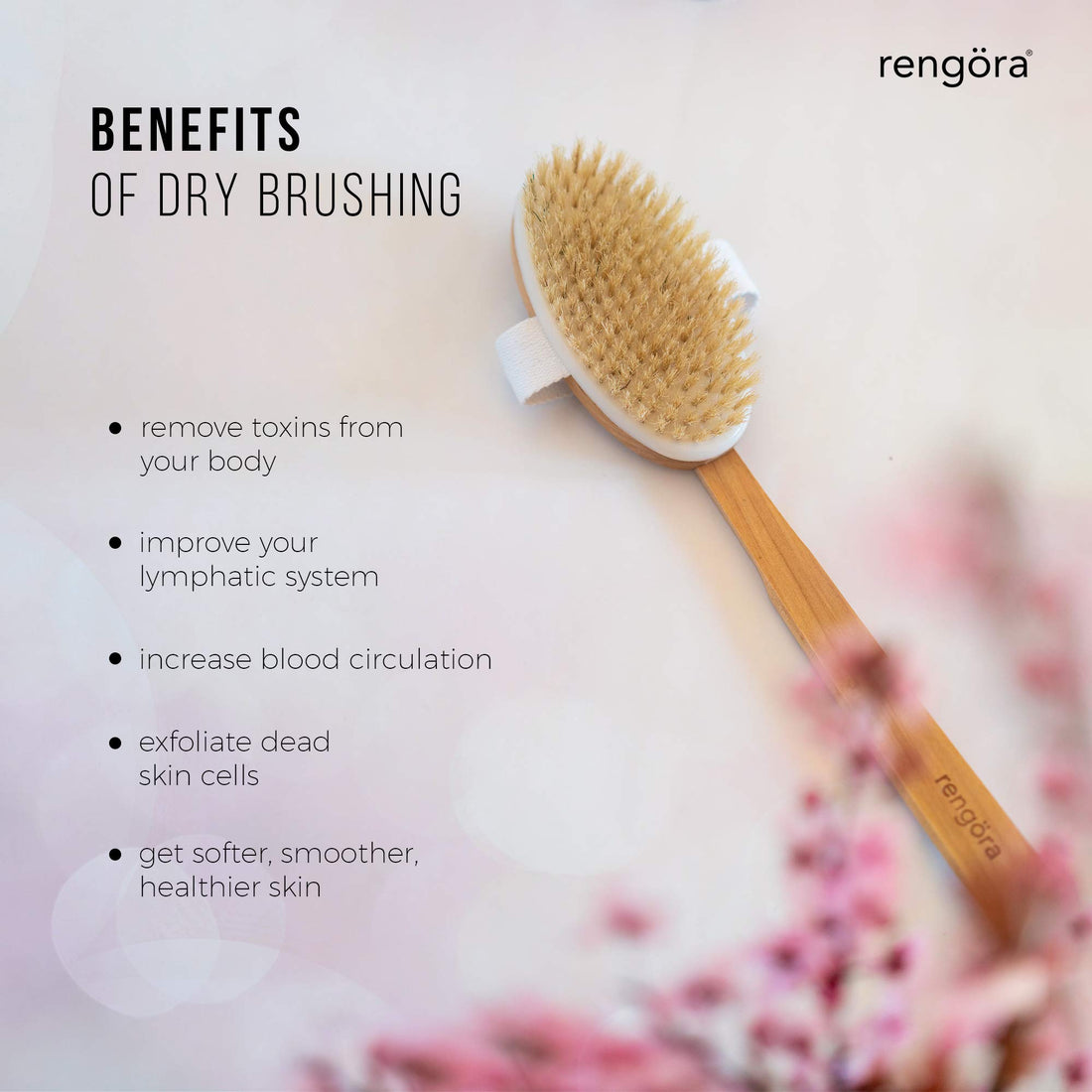 Dry Skin Body Brush - Dry Brush for Skin Care - Best for Massage, Exfoliating, Removing Dead Skin, Lymphatic Drainage, and Cellulite Treatment. Achieve Healthy Skin Today