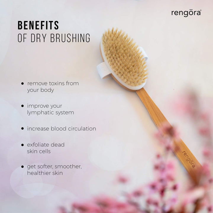 Dry Skin Body Brush - Dry Brush for Skin Care - Best for Massage, Exfoliating, Removing Dead Skin, Lymphatic Drainage, and Cellulite Treatment. Achieve Healthy Skin Today