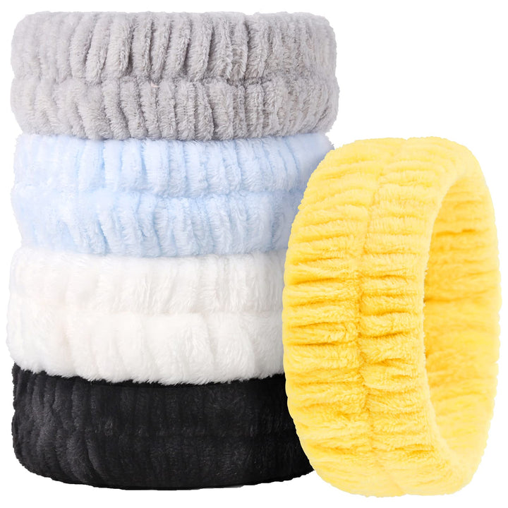 Teenitor Spa Headband, 5 Pieces Makeup Headband for Washing Face, Hairband Yoga Sports Shower Facial Elastic Head Band Wrap for Girls and Women