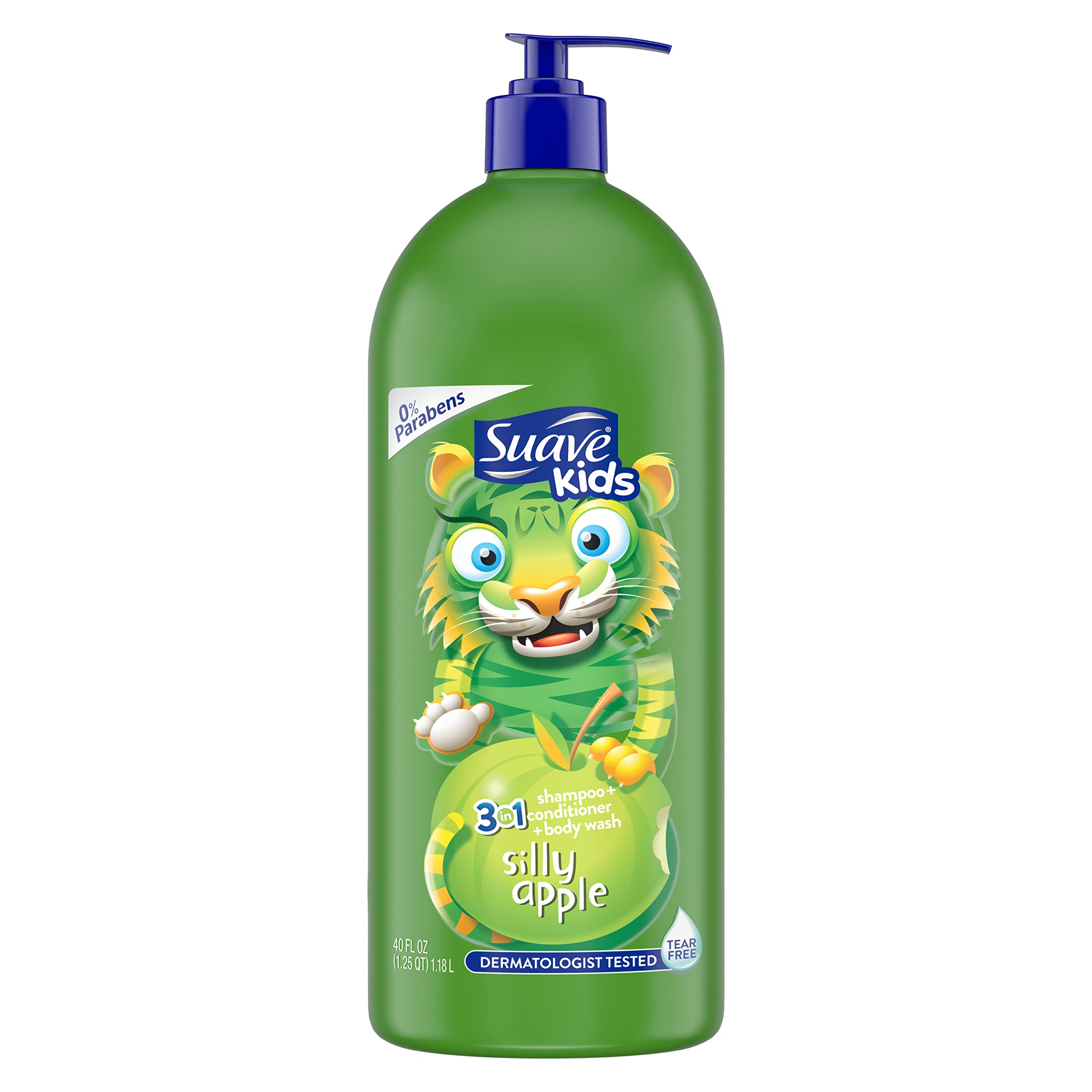 Suave Kids 3 in 1 Shampoo Conditioner Body Wash, Pump, Apple (40 Oz) by Suave