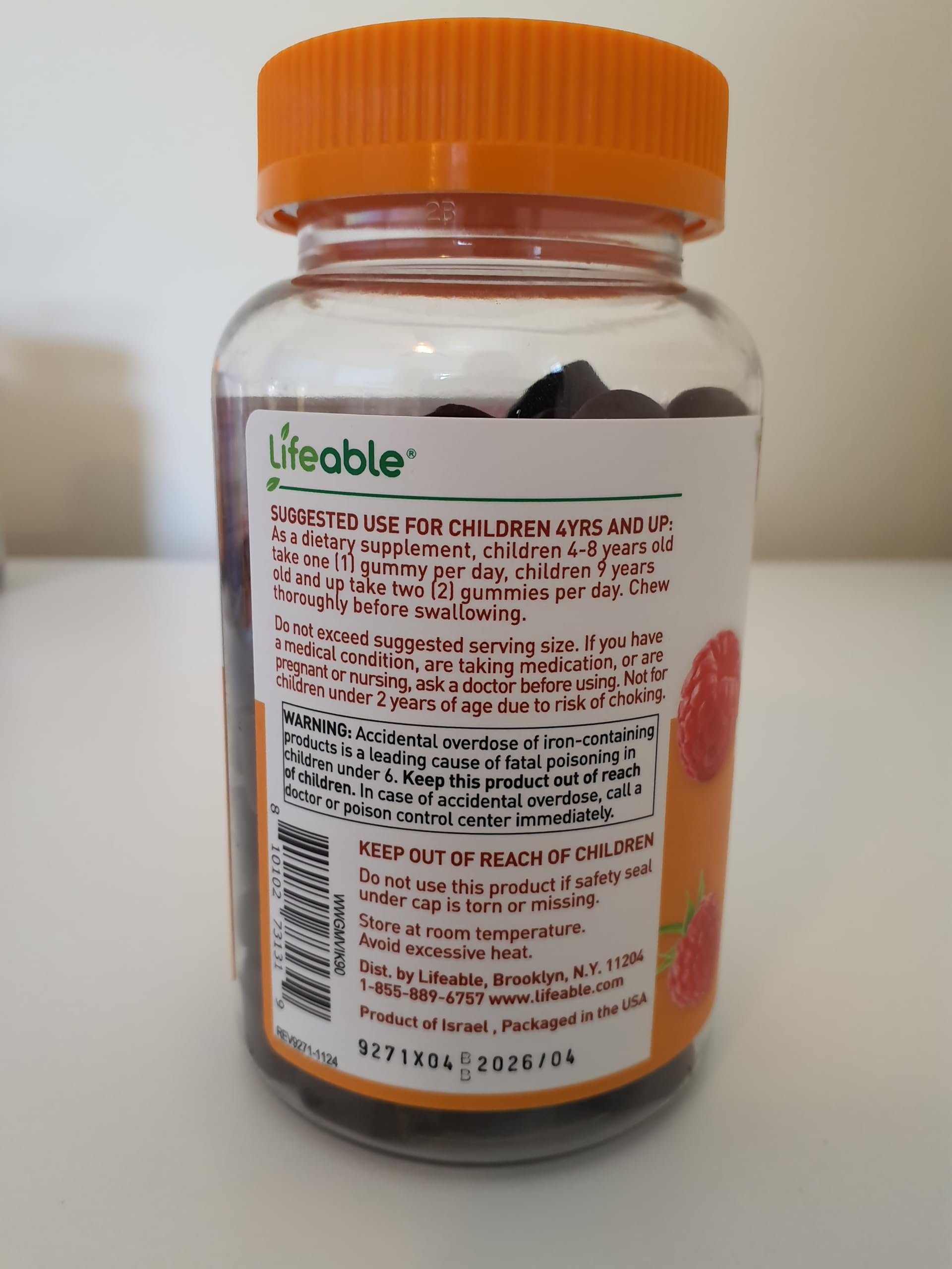 Lifeable Kids Multivitamin with Iron Gummies | Great Tasting Vitamins for Kids | Vegetarian Non-GMO Childrens Multivitamin | 90 Gummies