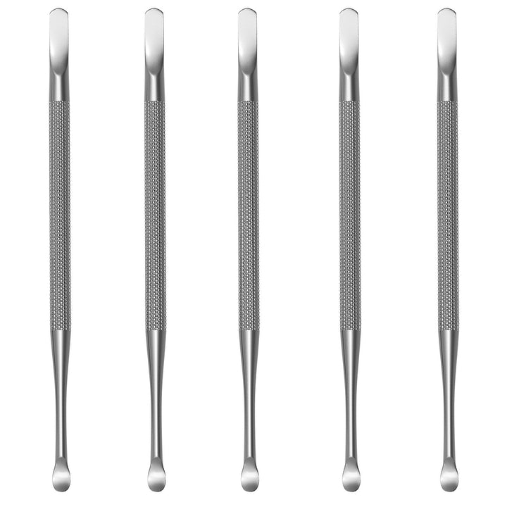 Professional Cuticle Pusher and Spoon Nail Cleaner | 5 Pack | Dual Sided Stainless Steel Pusher and Nail Cleaner | For Nail And Cuticle Care | by Sterling Beauty Tools