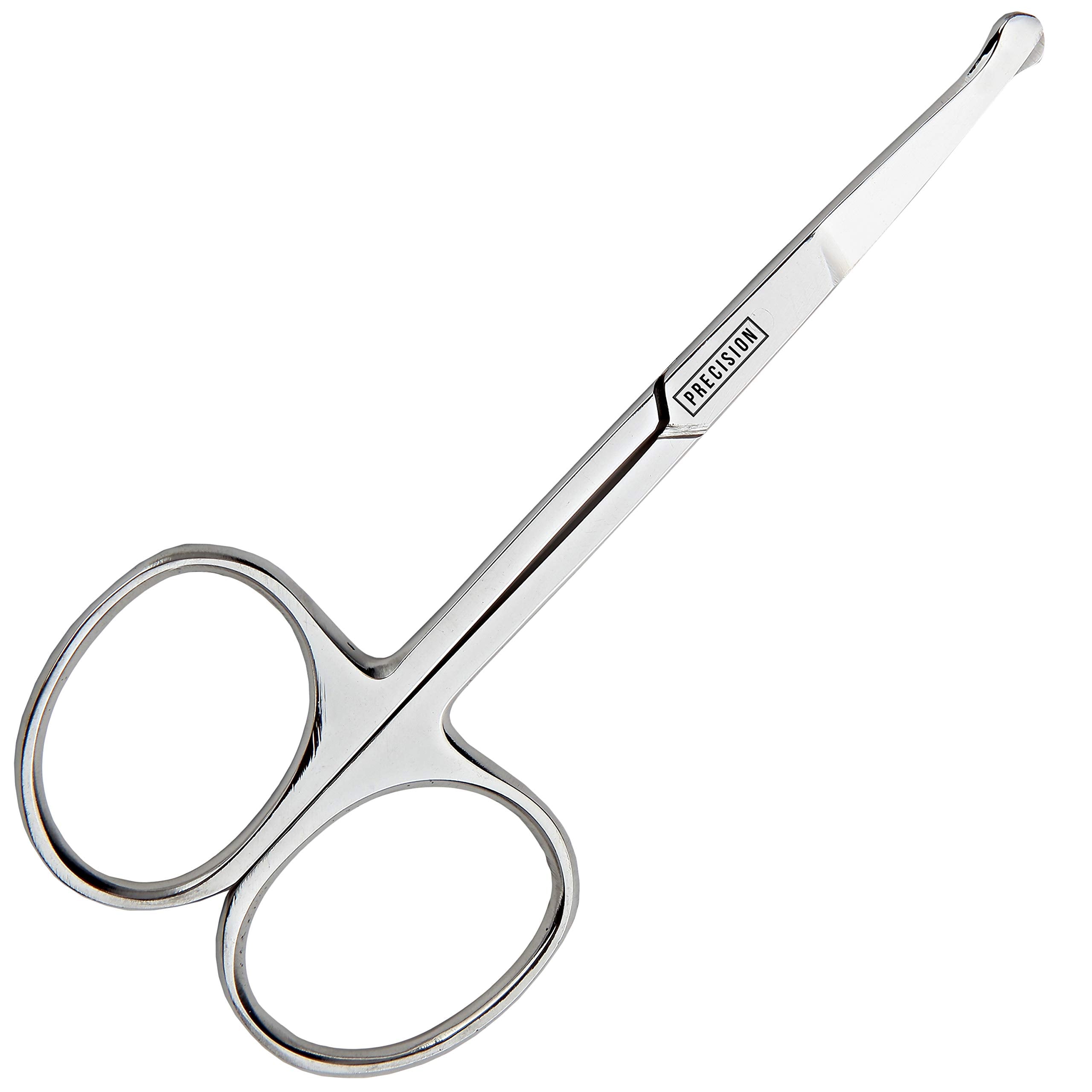 BeeSpring Rounded Nose Hair Scissors. Round Tip Scissor for Ear, Eyebrow, Beard and Mustache Trimming - 3.5 Blunt Nosed Tipped Grooming Trimmer