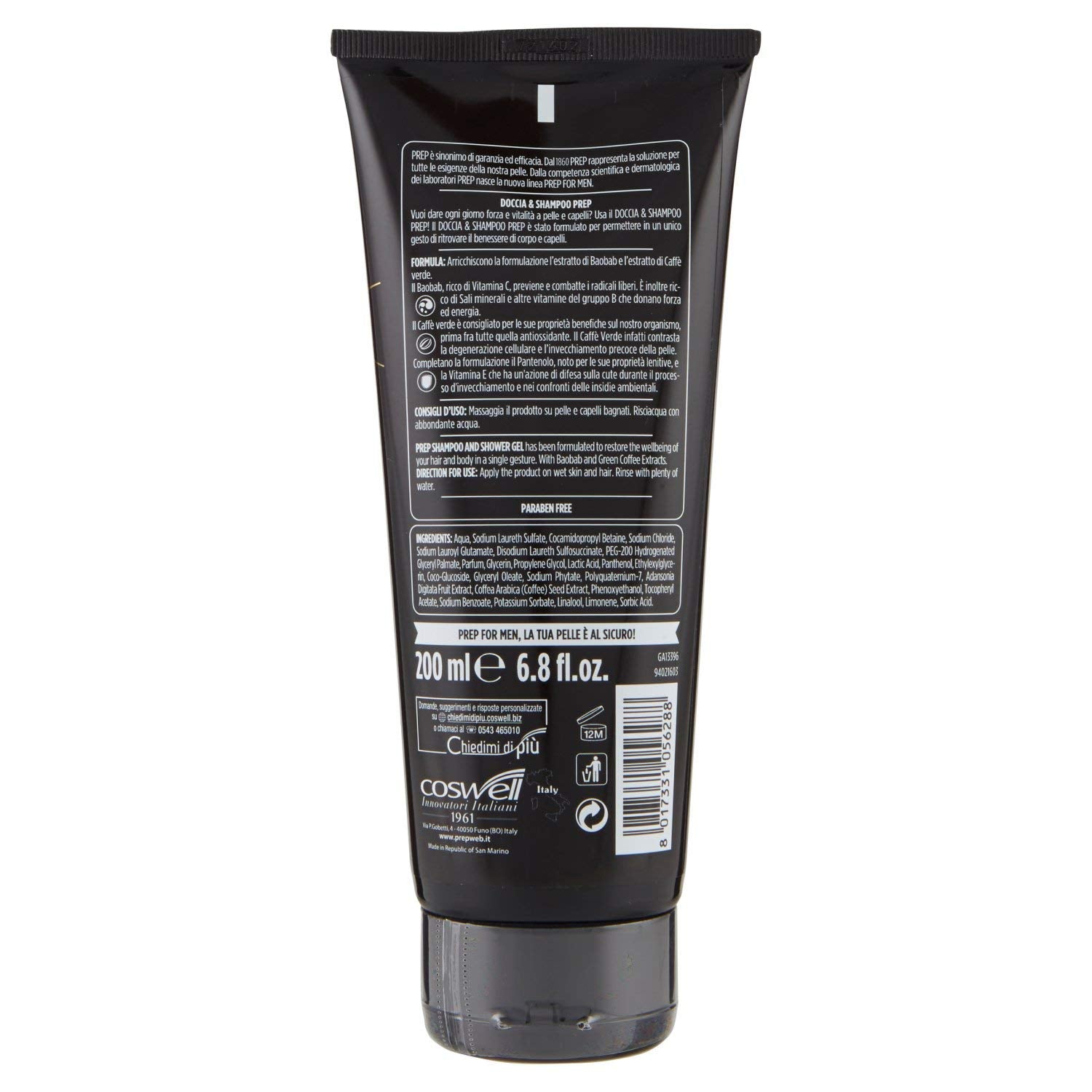 Prep Shampoo & Shower Gel By for Men - 6.8 Oz Shower Gel, 6.8 Oz