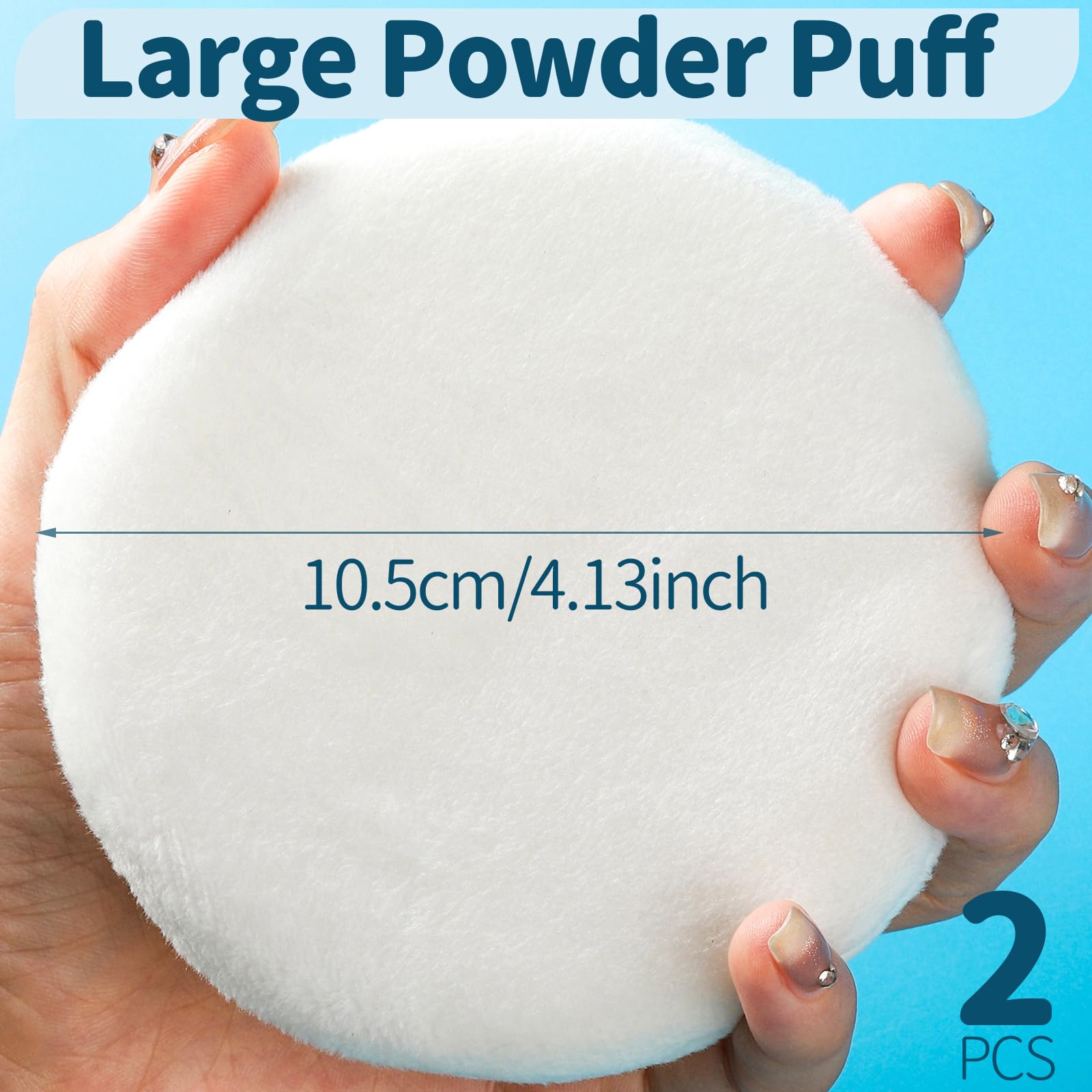 Teenitor 2pcs Powder Puff, 4.13 Inch Powder Puff for Body Powder, Body Powder Puff Large Powder Puff Loose Powder Puffs Soft Velour Body Powder Puff and Container White