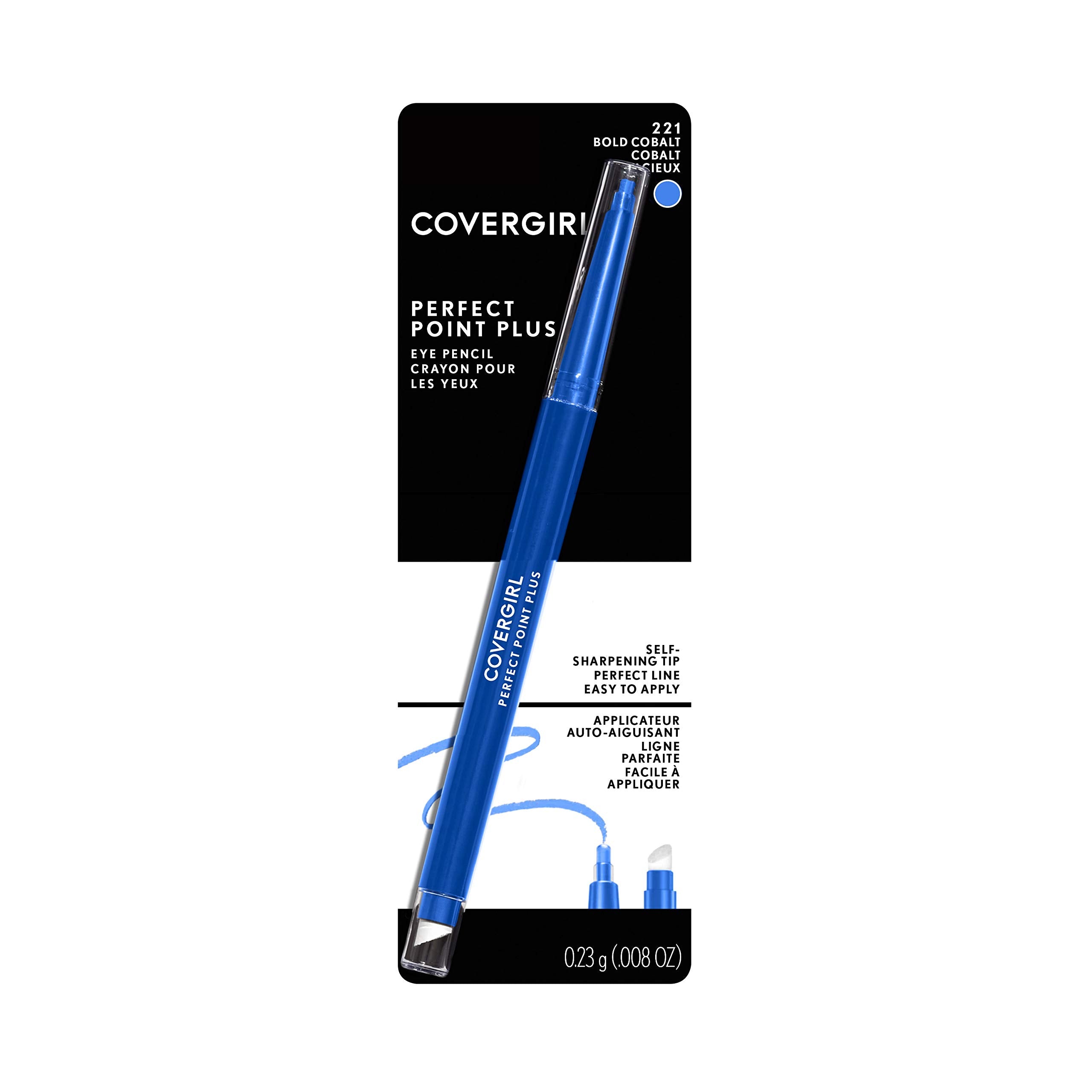 COVERGIRL Perfect Point Plus Eyeliner Pencil, Bold Cobalt, Long-Lasting, Versatile Blue Eyeliner, Soft Smudging Tip, No Sharpening Needed, Pack of 1