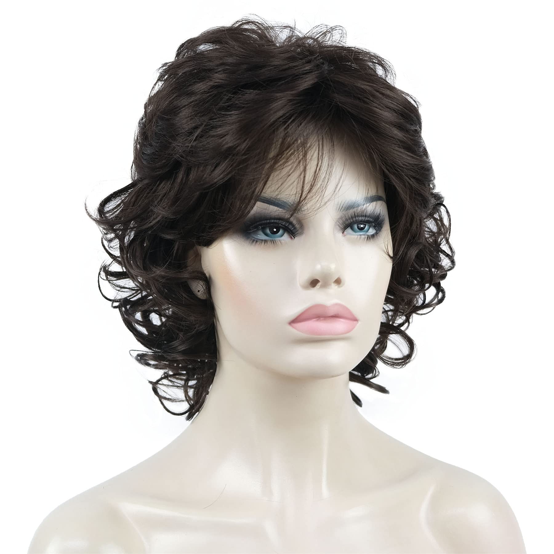 #6-Chestnut Brown: Aimole Short Chestnut Brown Curly Wig Synthetic Hair Women'S Full Wigs #6