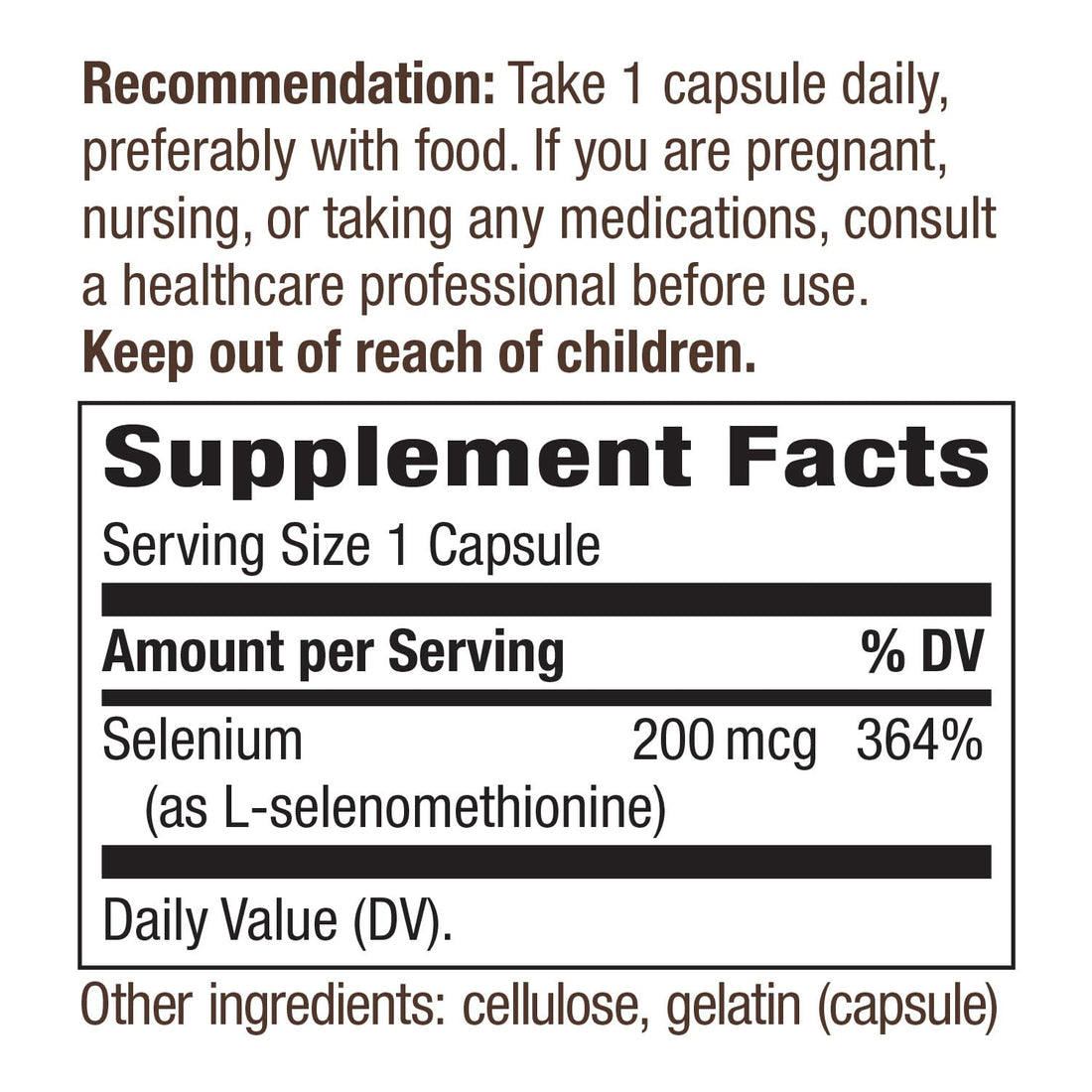 Nature's Way Selenium - 200 mcg per serving - L-Selenomethionine - Potent Antioxidant - Essential Mineral Supplement - Gluten Free - 100 Capsules