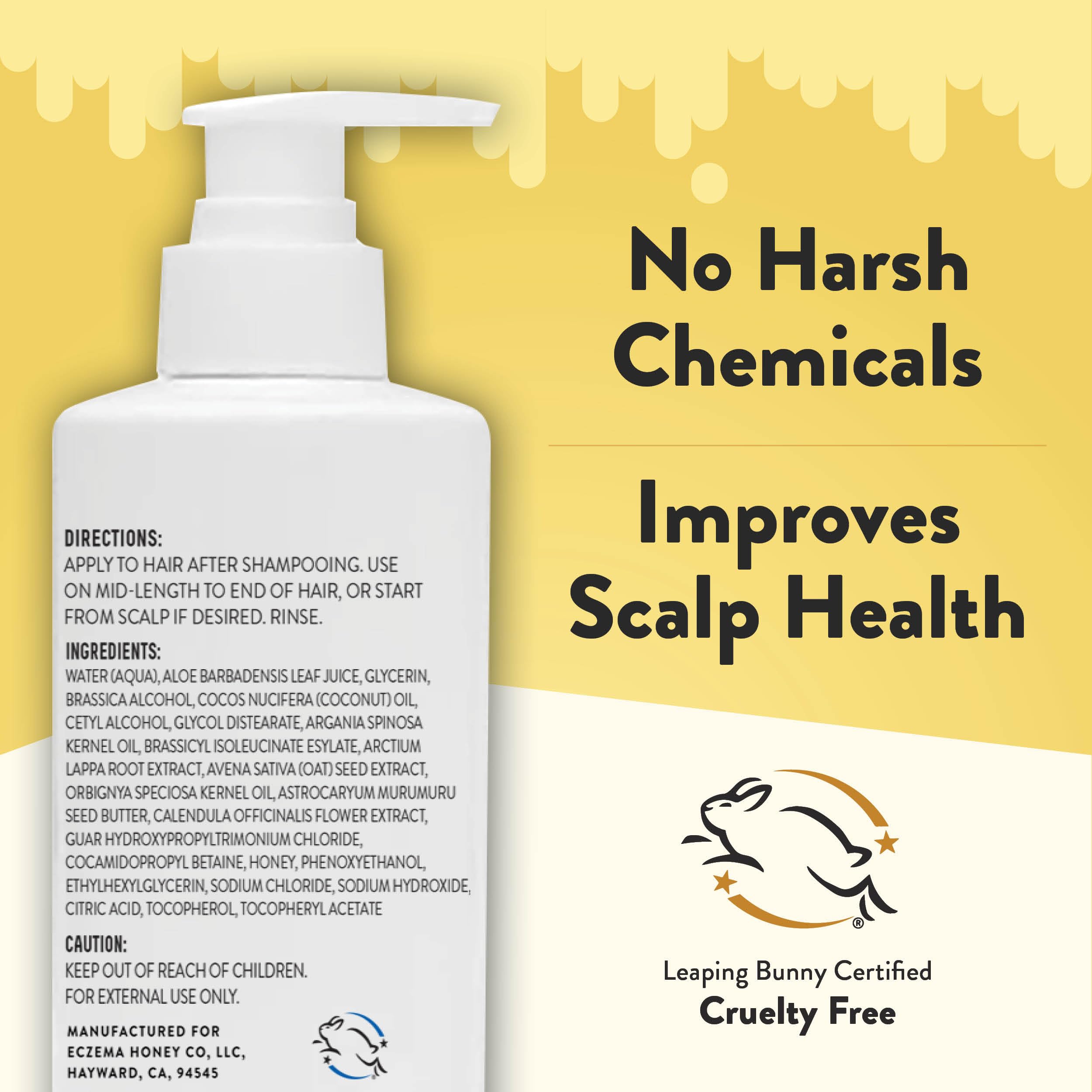 ECZEMA HONEY Nourishing Conditioner - Helps with Psoriasis, Dermatitis, & Flaking - Daily Dandruff Conditioner & Scalp Care - Itchy Scalp Treatment for Men, Women & Kids (8 Oz)