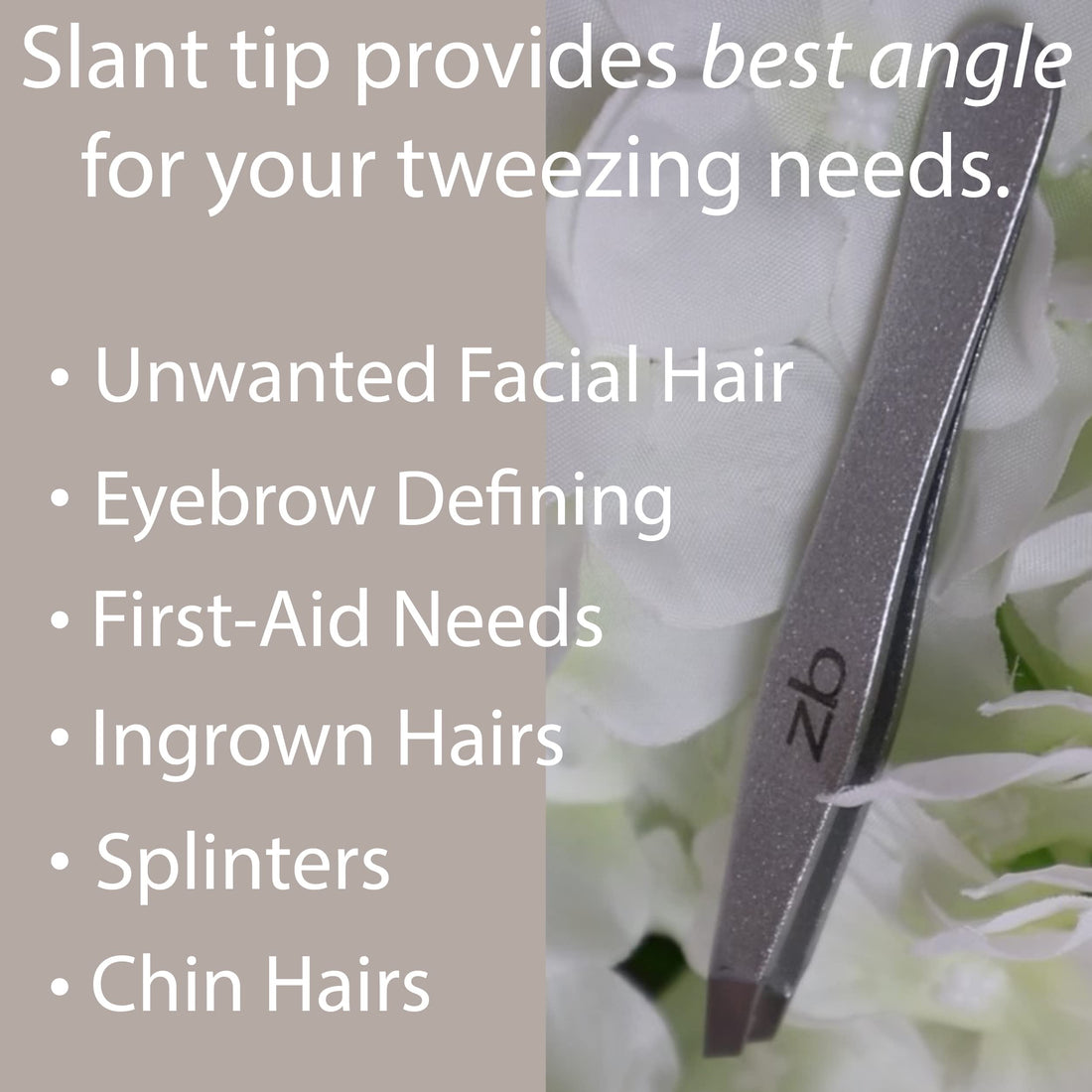 Silver : Tweezers - Surgical Grade Stainless Steel - Slant Tip for Expert Eyebrow Shaping and Facial Hair Removal - with Bonus Protective Pouch - Best Tool for Men and Women (Silver)