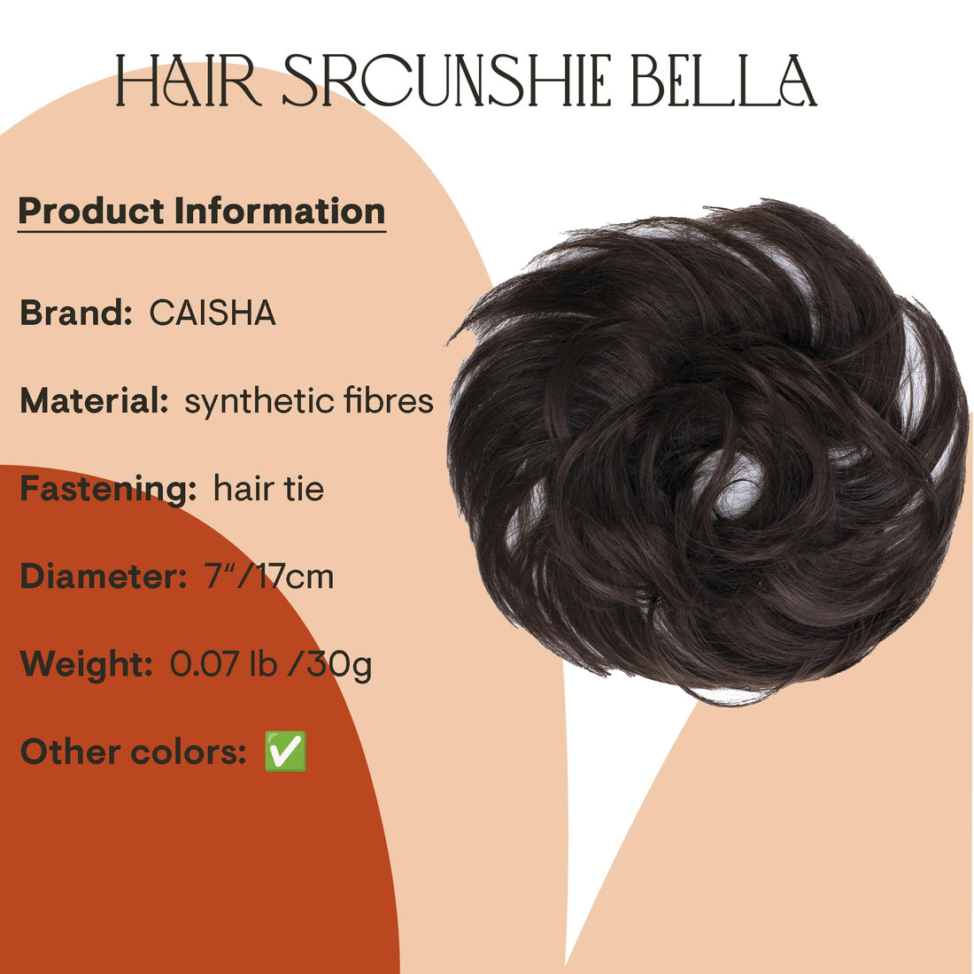 brown 8B : PRETTYSHOP Scrunchie Bun Up Do Hair piece Hair Ribbon Ponytail Extensions Wavy Curly or Messy Various Colors(brown 8B)