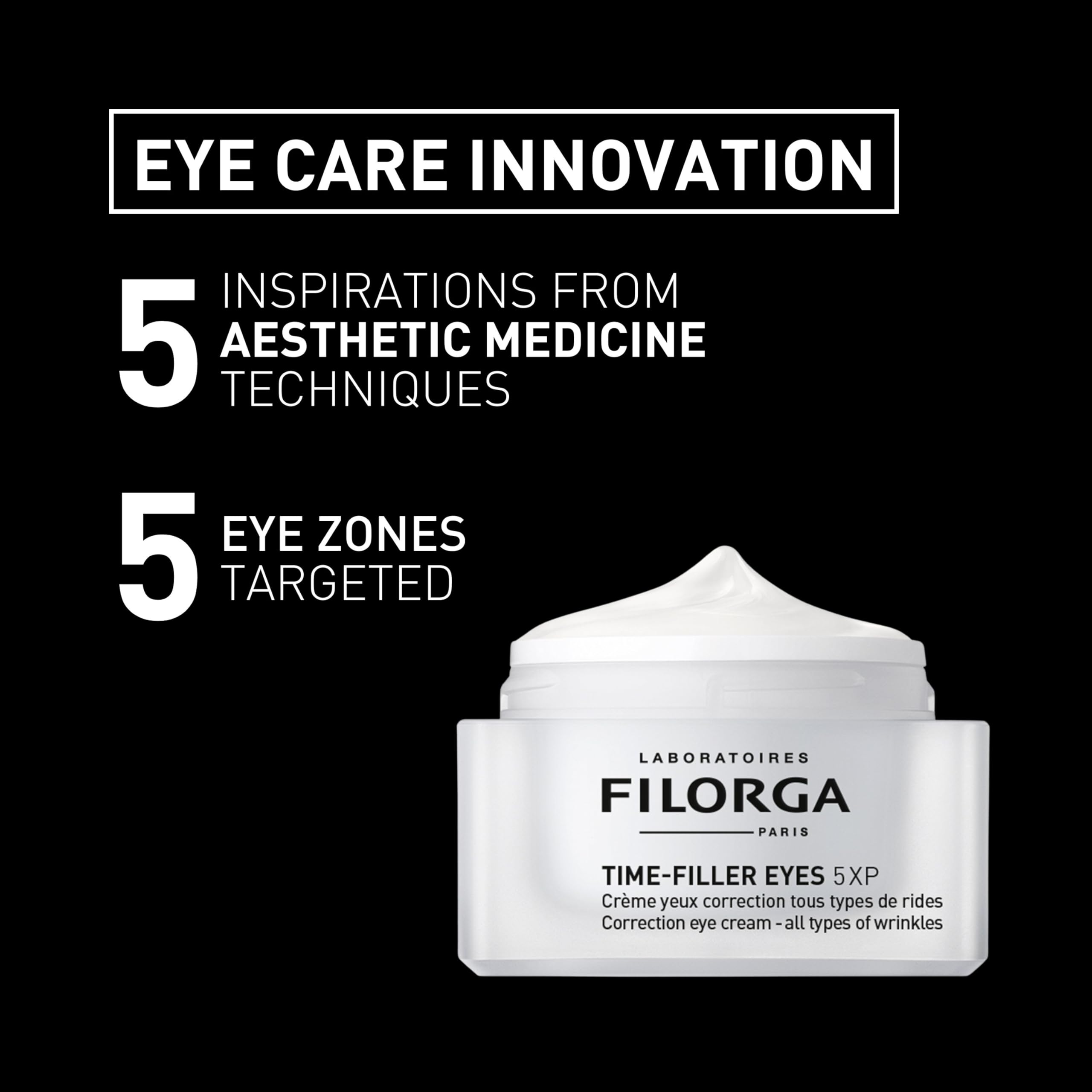 Filorga Time-Filler Eyes 5-XP Anti Aging & Wrinkle Reducing Eye Cream With Hyaluronic Acid and Orchid Stem Cells to Minimize Wrinkles & Dark Circles, Lift & Firm Eyelids & Enhance Lashes, 0.5 Fl Oz