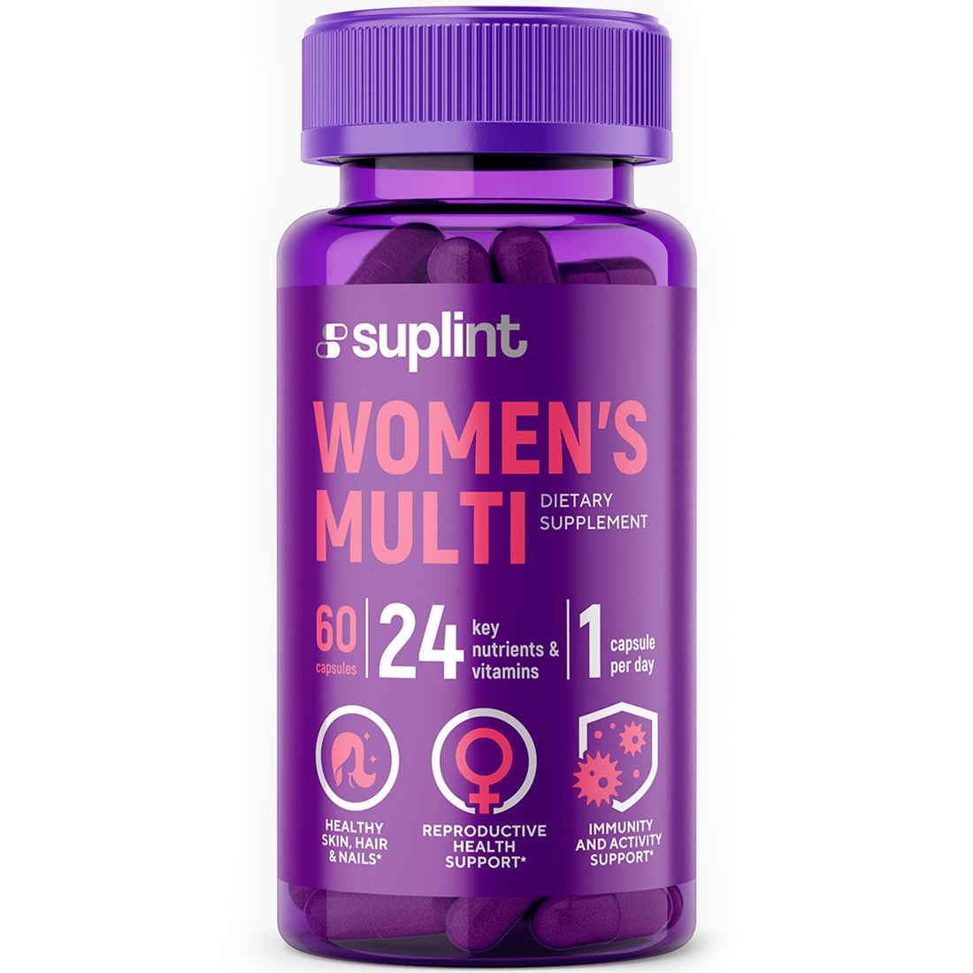Multivitamin Supplement for Women | Complete Complex with Vitamin A, C, D, E, B12, Zinc & More | Hair, Skin & Nail Beauty Vitamins | Reproductive, Activity & Immune Support Supplement | 60 Capsules