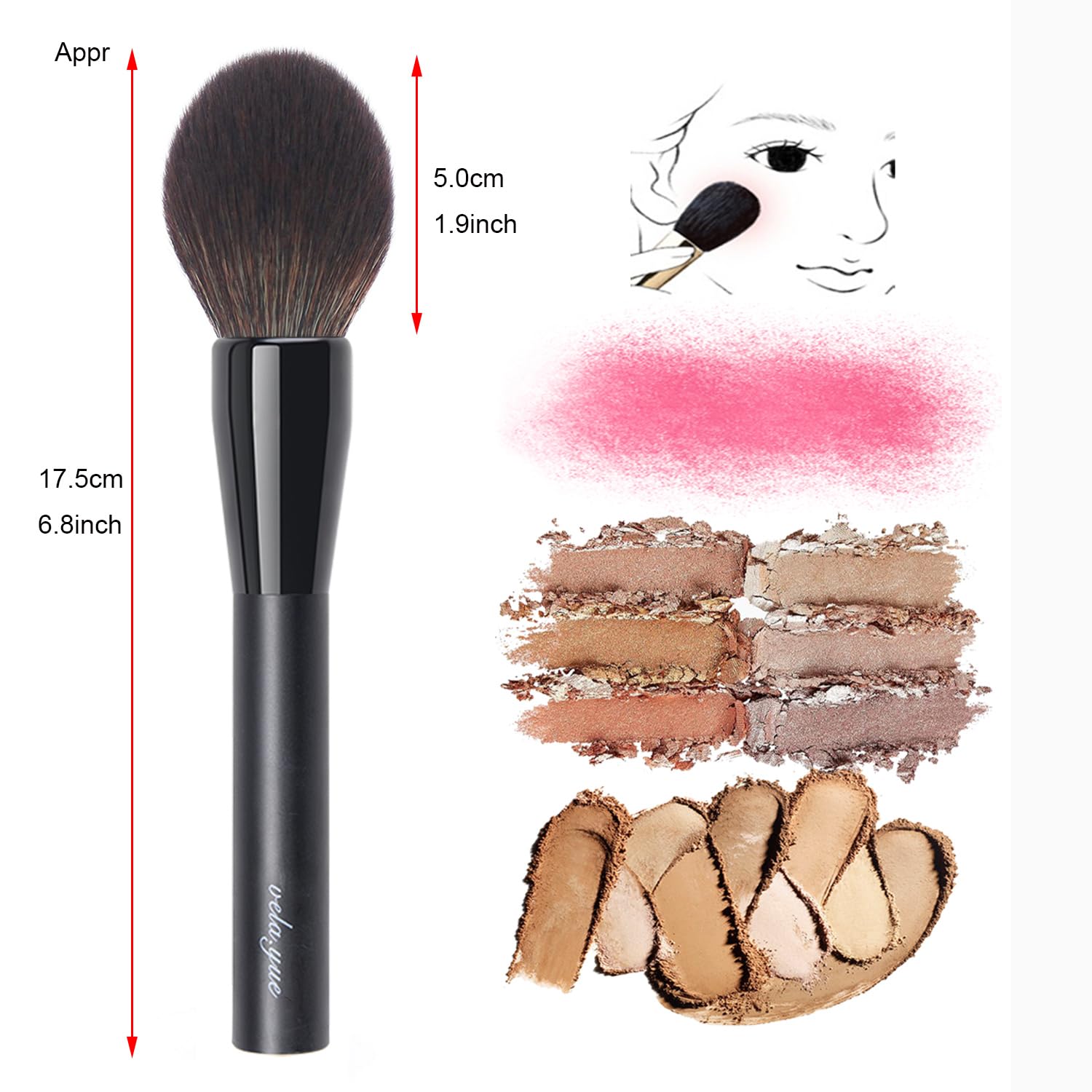 Vela.Yue Pro Bronzer Brush Face Definer Blush Brush Multipurpose Powder Contour Beauty Tool