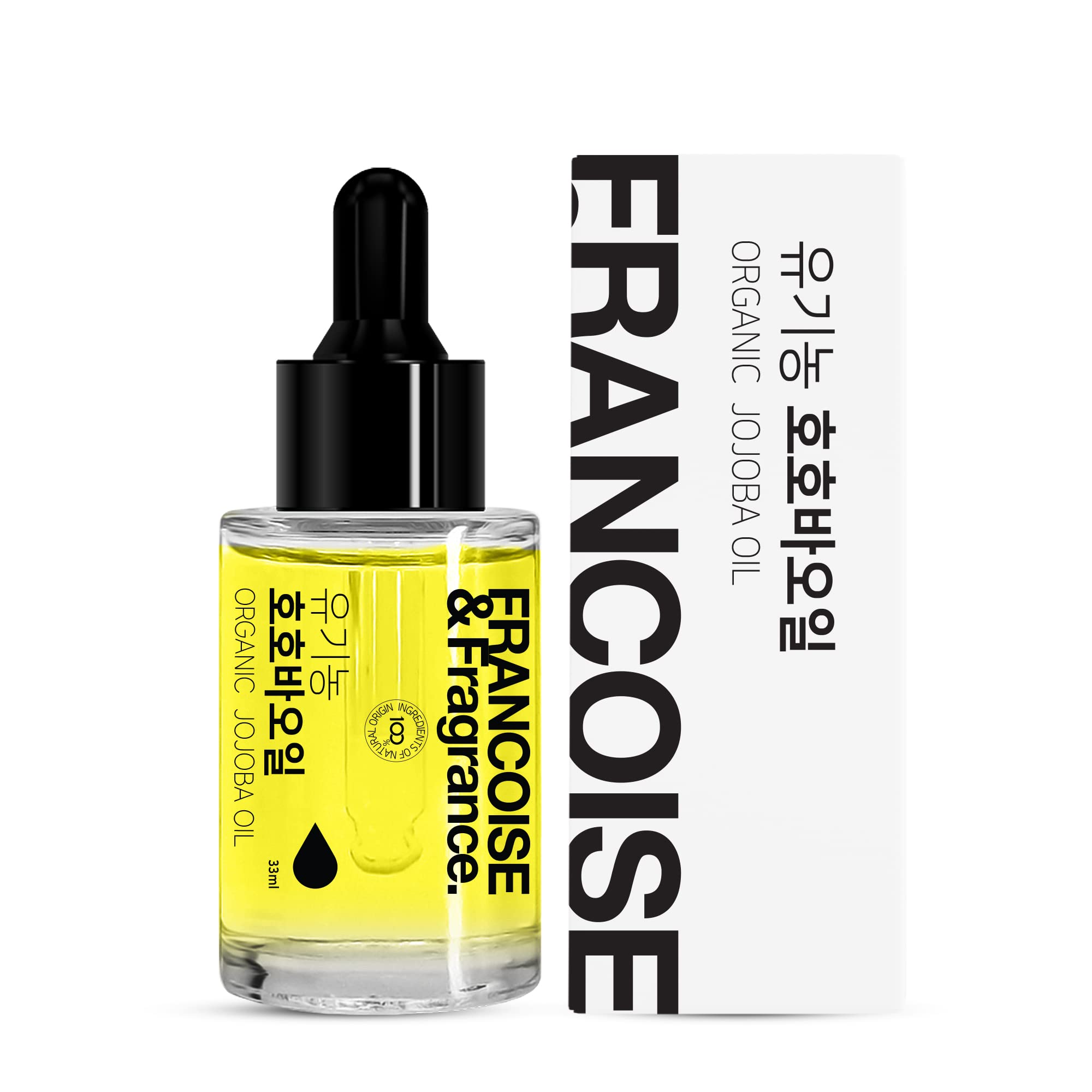 Francoise K-beauty cold pressed Unrefined Virgin Oil for face Organic 100% pure for Moisturizing, Itchy Relief, Eczema, Sensitive Skin Care (Jojoba Oil Gold Ampoule 1fl oz)