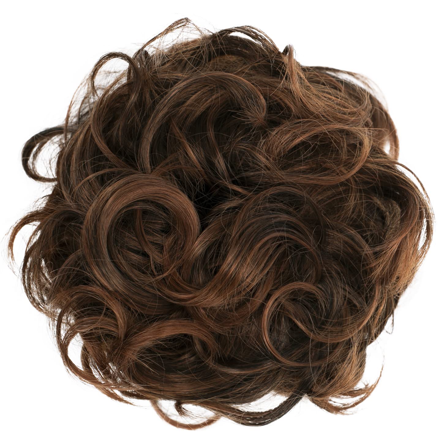 Brown mix G9E_2T30B : PRETTYSHOP Hairpiece Hair Rubber Scrunchie Scrunchy Updos VOLUMINOUS Curly Messy Bun Brown mix G9E_2T30B