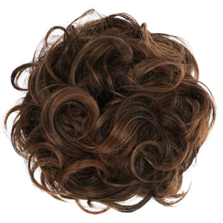Brown mix G9E_2T30B : PRETTYSHOP Hairpiece Hair Rubber Scrunchie Scrunchy Updos VOLUMINOUS Curly Messy Bun Brown mix G9E_2T30B