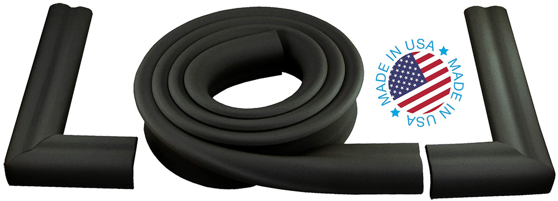 KidKusion Hearth Cushion | Made in USA | Black | 8.33 Ft of Padding | Child Safety, Edge and Corner Guard, Babyproof Fireplace Bumper