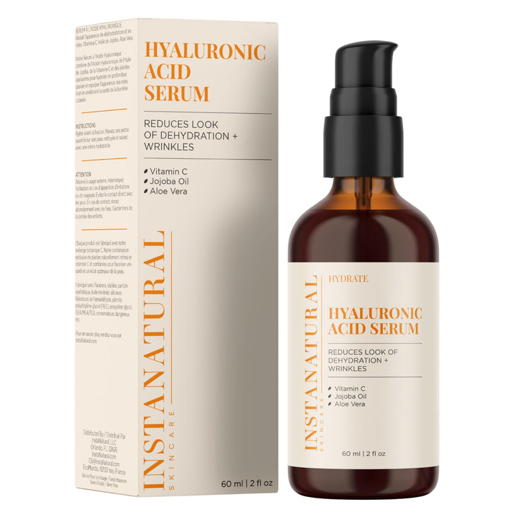 InstaNatural Hyaluronic Acid Serum - Anti Aging Serum for Face - Reduces Wrinkles, Fine Lines & More - For Youthful & Radiant Skin - With Vitamin C Serum and More - 2 OZ