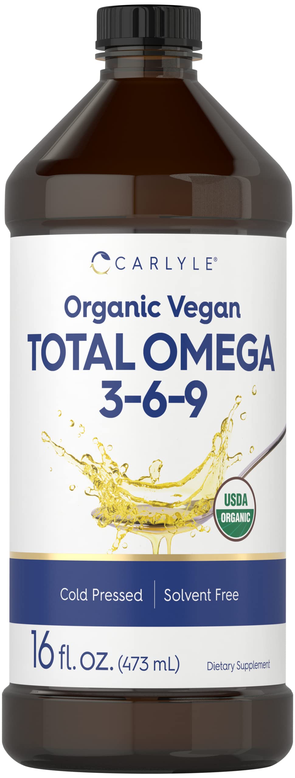 Carlyle Omega 3 6 9 | 16 fl oz | Cold Pressed | Certified Organic, Vegan Supplement | Vegetarian, Non-GMO, Gluten Free, and Solvent Free