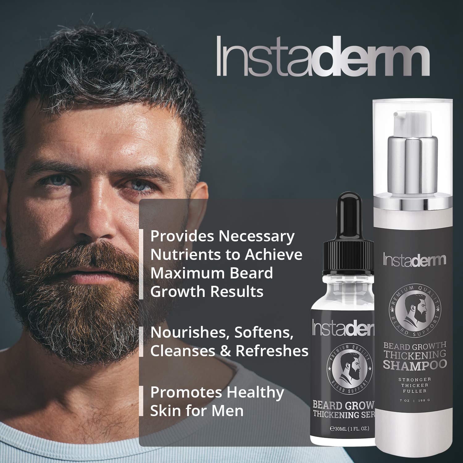Beard Growth Thickening Serum- Strengthens & Repairs Follicle Growth from The Root. Prevents Flakey Beard Dandruff. Nourishes Beard & Skin for Thicker, Fuller, Longer Healthier Facial Hair.