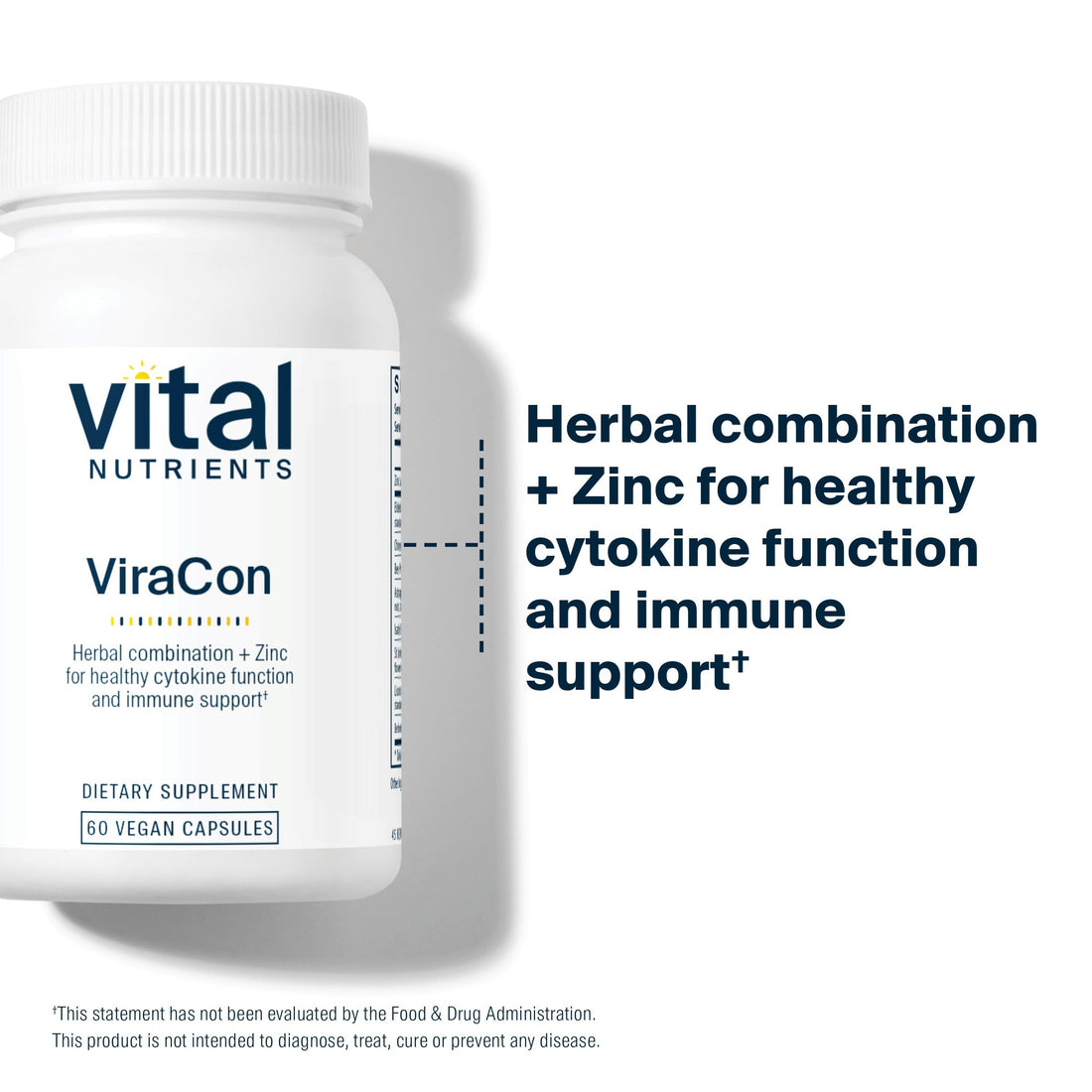 Vital Nutrients ViraCon | Vegan Immune Support Supplement* | Zinc, Elderberry, Licorice Root Extract, & Other Herbs for Comprehensive Immune Support | Gluten, Dairy, Soy Free | Non-GMO | 60 Capsules