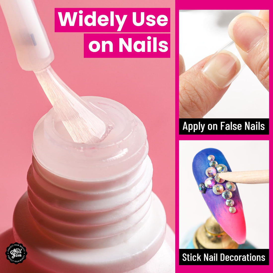 Teenitor 30ml Nail Glue for Acrylic Nails, Press on Nail Glue Strong Brush on Nail Glue, Strong Nail Glue for Press On Nails, Nail Glue for Broken Nail Nail Tip Glue, Super Nail Glue