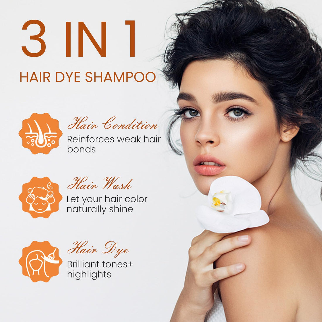 Hair Dye Shampoo 3 In 1, 100% Gray Hair Coverage, Dark Brown Hair Color Treated Shampoo Para Canas, Root Touch 15 Minutes, Home Use for Men & Women Parent, 500ml