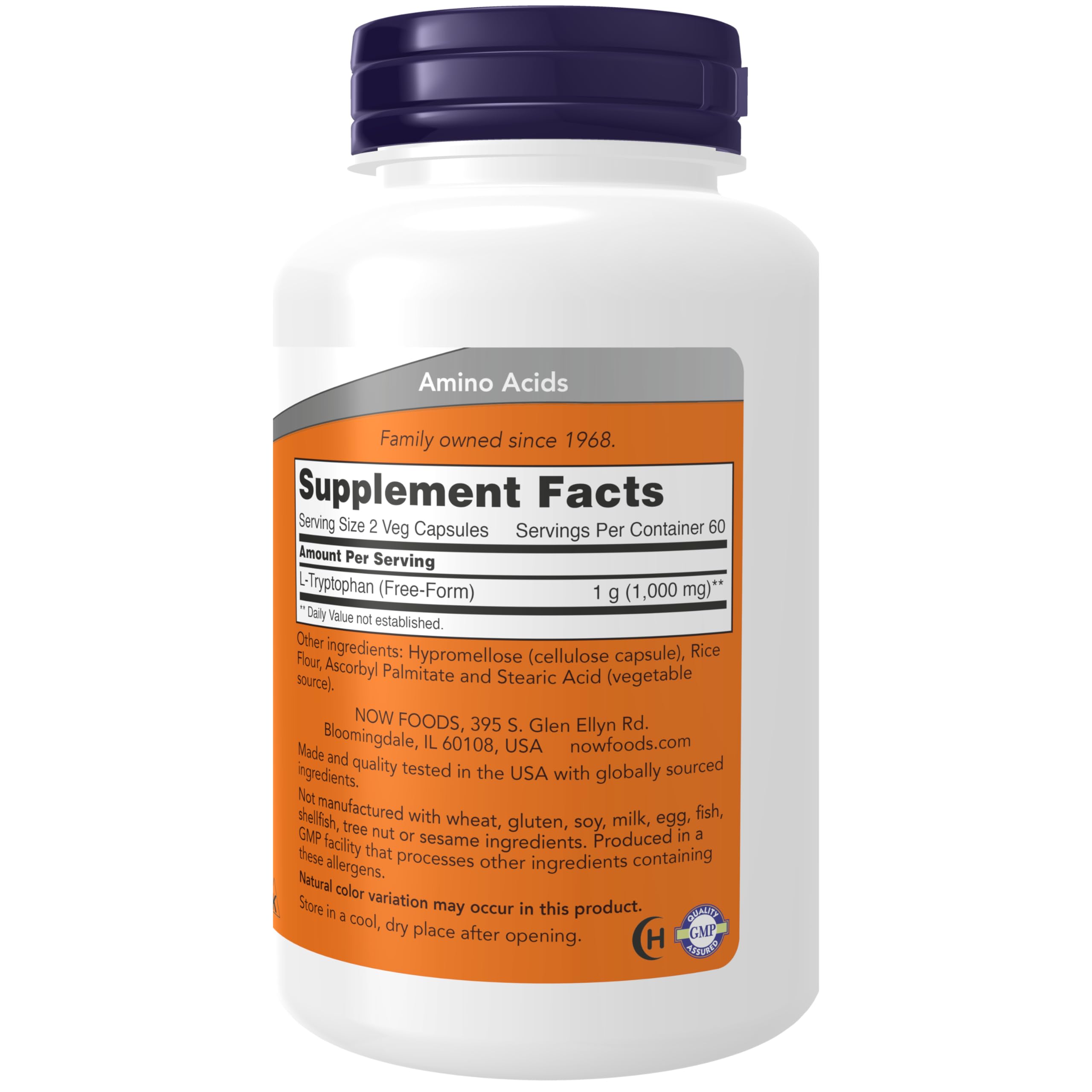 NOW Foods Supplements, L-Tryptophan 500 mg, Encourages Positive Mood*, Supports Relaxation*, 120 Veg Capsules
