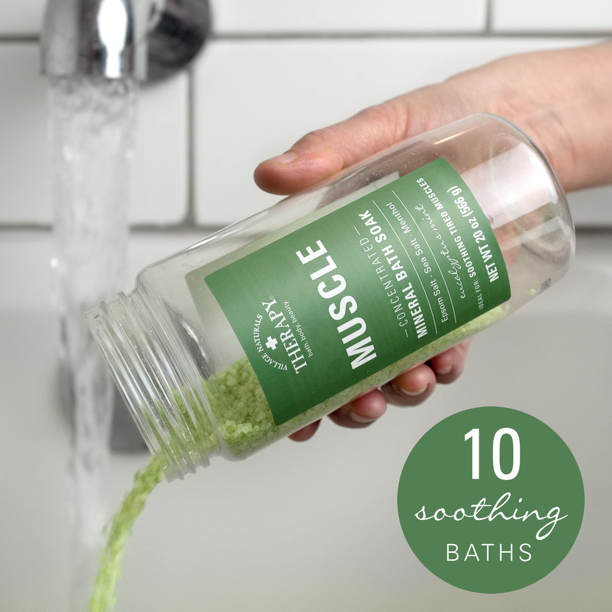 Village Naturals Therapy Aches and Pains Muscle Relief Mineral Bath Soak 20 oz. 4 pack