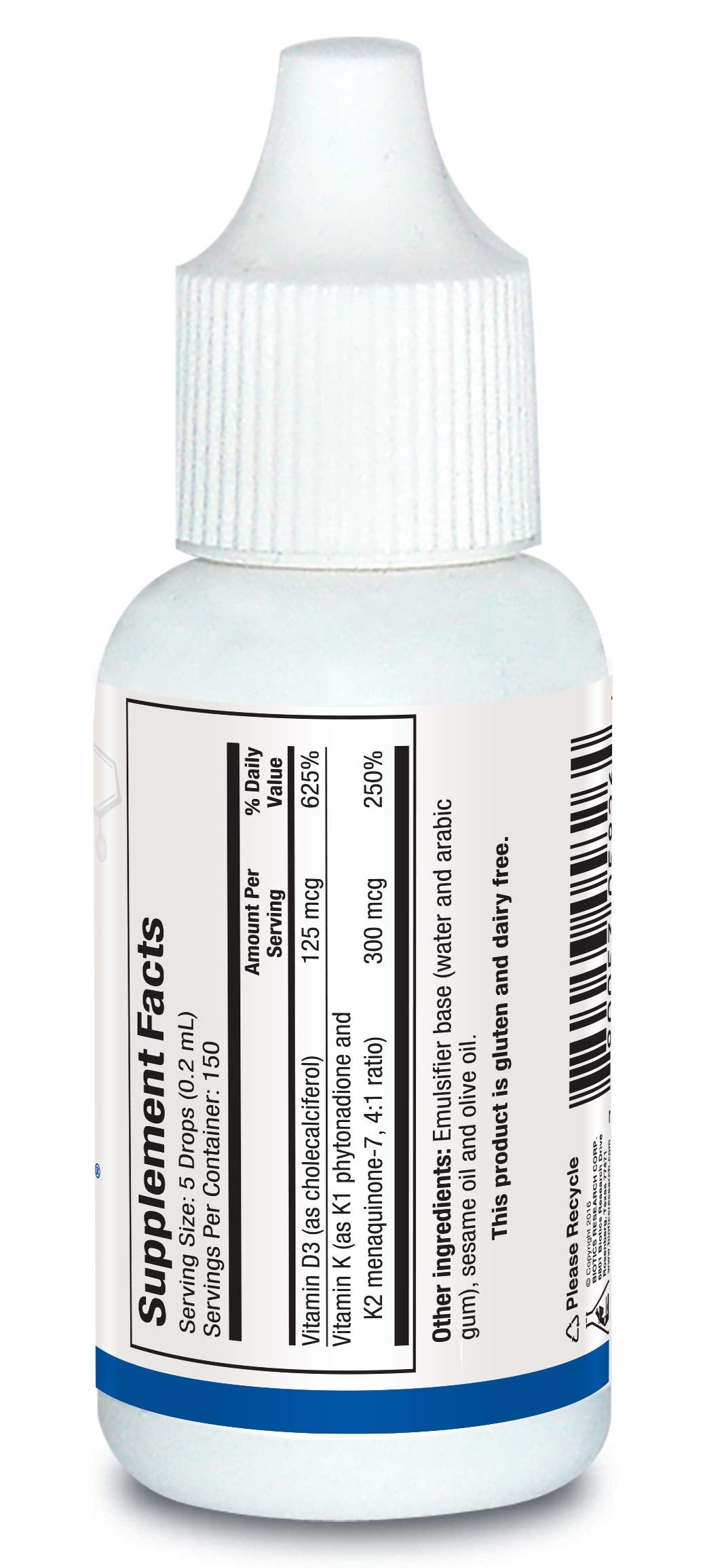 Biotics Research Bio-DK-Mulsion™–Emulsified Liquid Vitamin D and K, D3 Drops 125 mcg & Vitamin K (K1, K2) 300 mcg MK-7–Supports Stronger Bones, Musculoskeletal Strength, Healthy Heart & BMI 1 fl oz