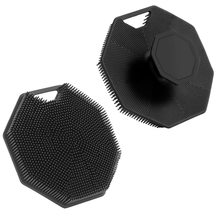 2Pack Silicone Body Scrubber, Qewro Body Buffer Exfoliating Brush with Silicone Loofah, Scalp Exfoliator Hair Shampoo Skin Cleaning Brush, Bath & Body Brushes for Men Women use in Shower (2Pack)