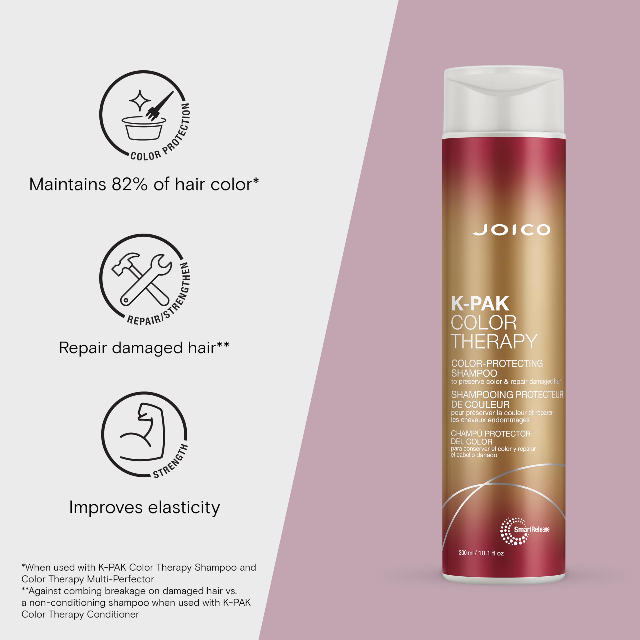 Joico K-PAK Color Therapy Color-Protecting Shampoo | For Color-Treated Hair | Boost Shine | Improve Elasticity | Repair Breakage | Rebuild Damaged Hair | With Keratin & Argan Oil | 10.1 Fl Oz