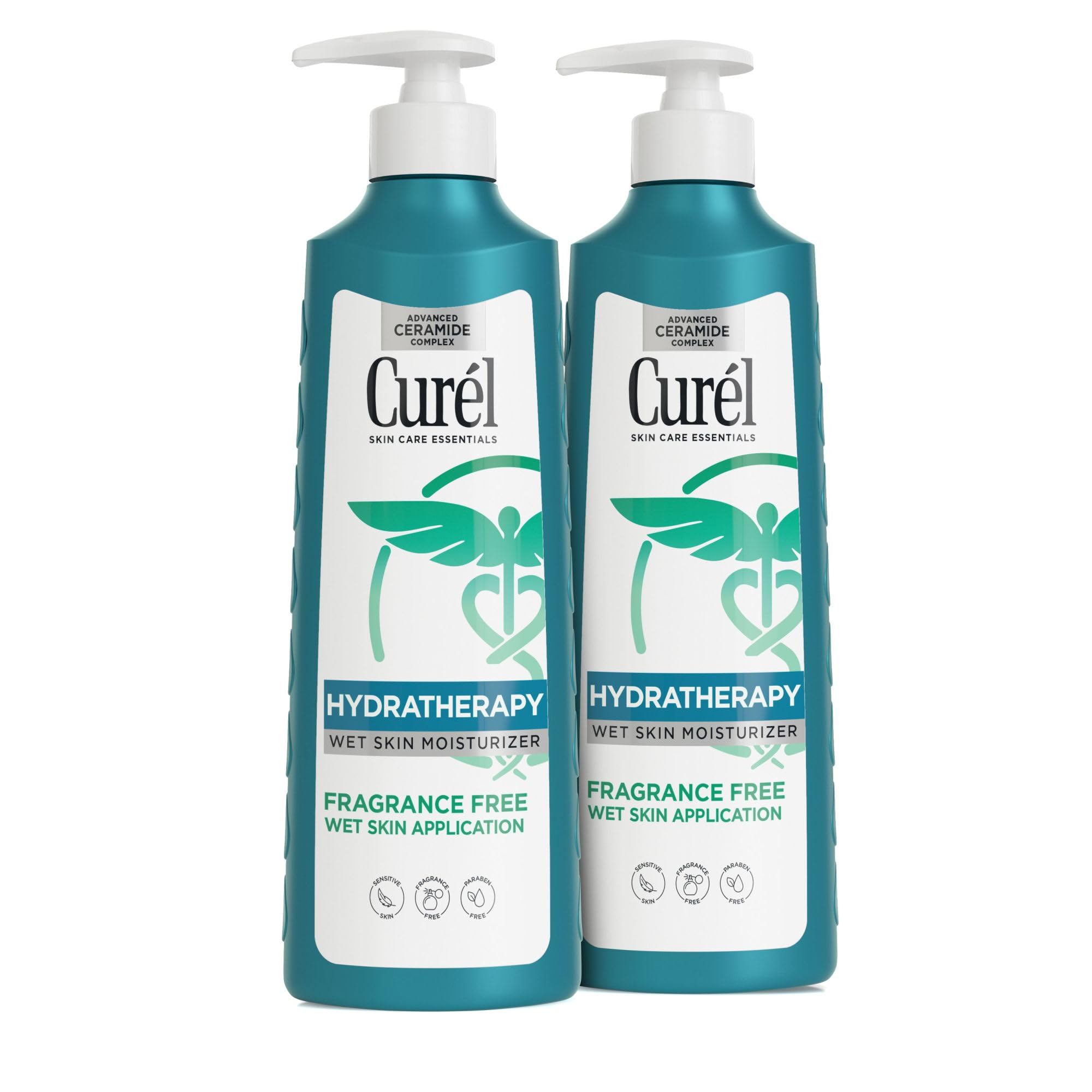 Curel Hydra Therapy In Shower Lotion, Wet Skin Moisturizer for Dry or Extra-dry Skin, with Advanced Ceramide Complex, 12 Oz, Pack of 2