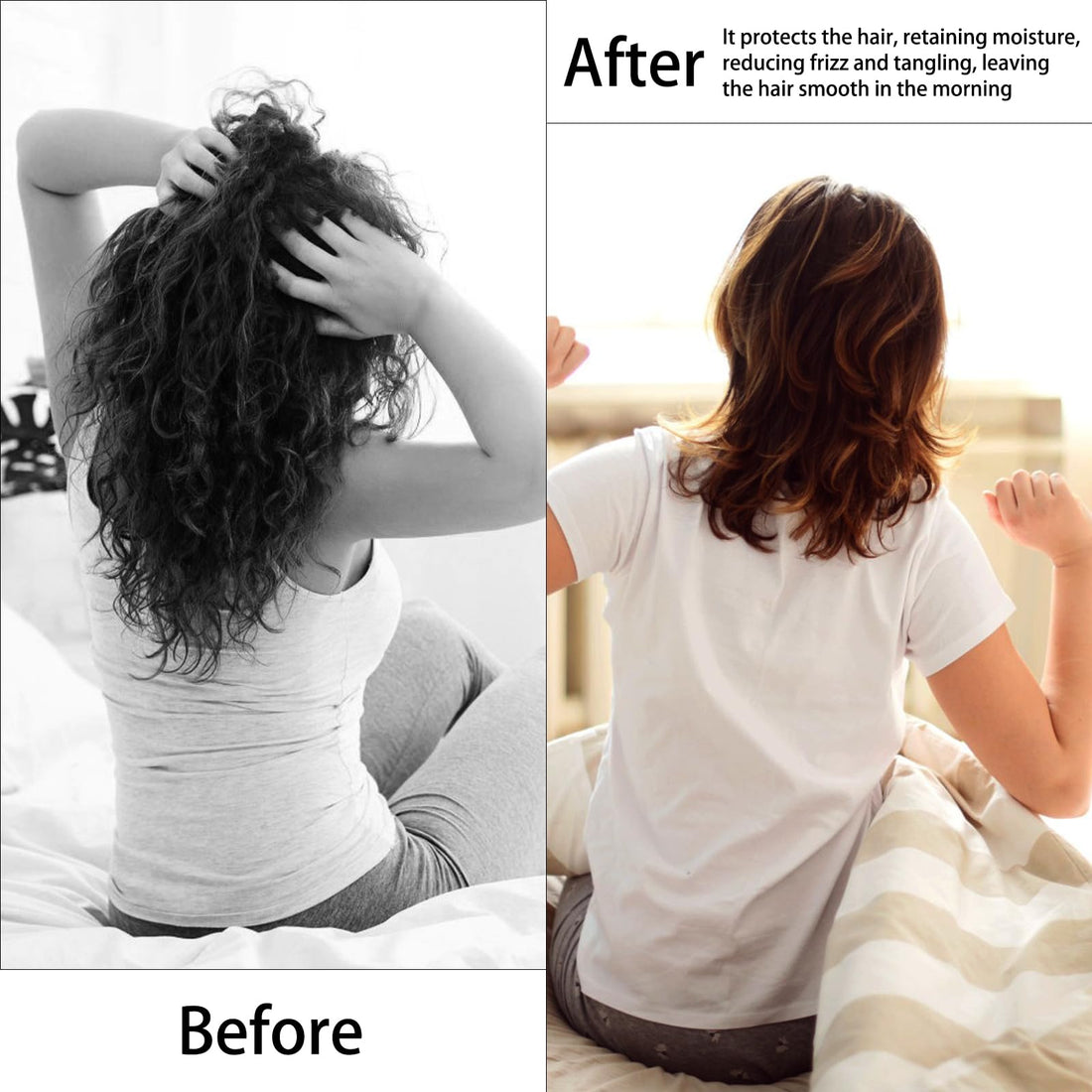 Satin Bonnet Silk Bonnet Hair Bonnet for Sleeping-Slouchy Beanie Hat Satin Sleep Cap for Women's Natural & Curly Hair(Peach Beige)