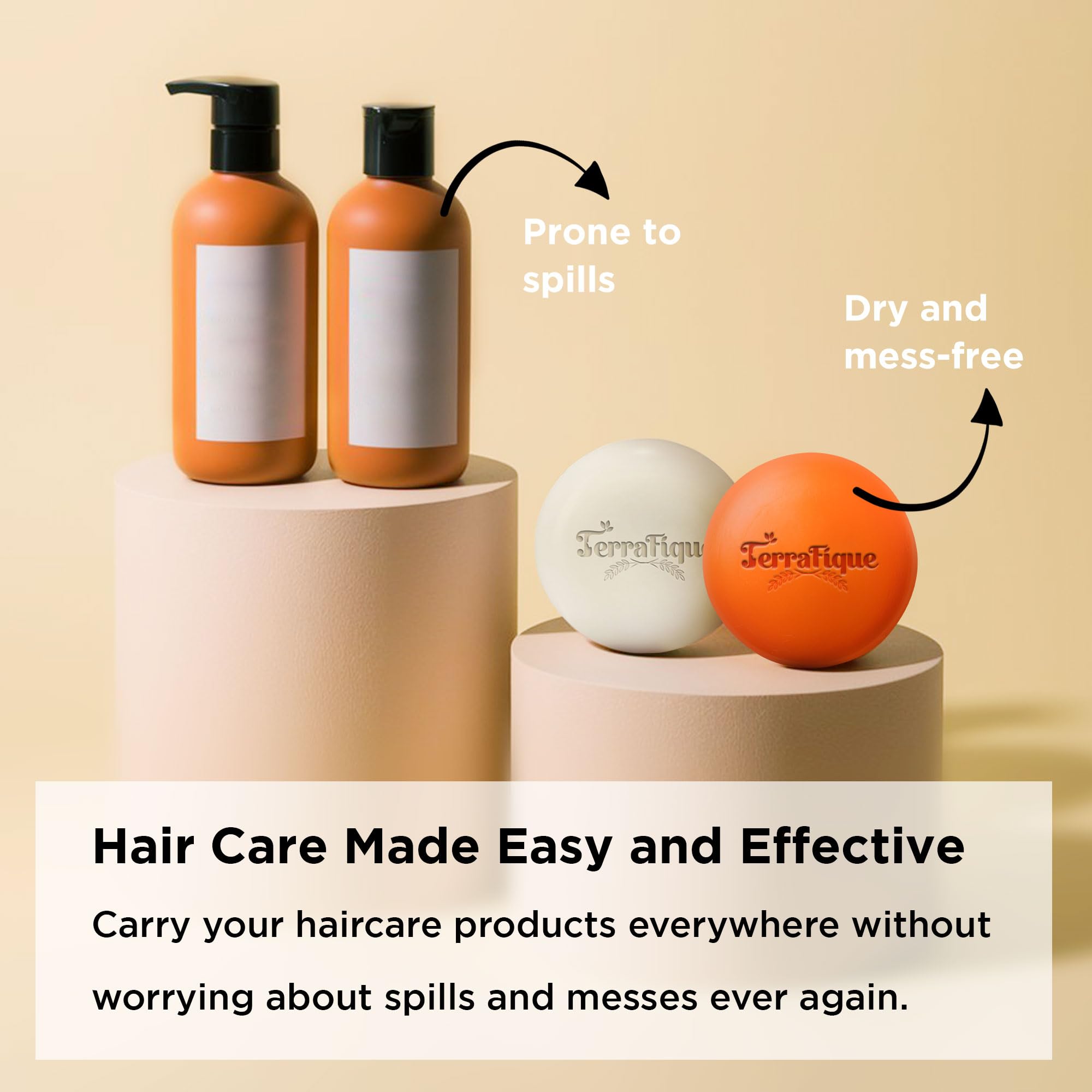 Terrafique Rice Water Shampoo and Conditioner Bar - Hair Care Set - Travel Friendly - 3.17 Oz