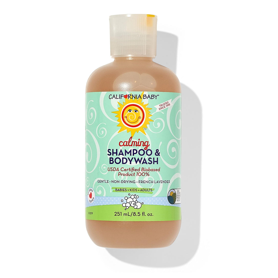 California Baby Calming Baby Shampoo + Baby Wash | 100% Plant-Based | Lavender Body Wash For Sensitive Skin | Hypoallergenic | 251 mL / 8.5 oz.