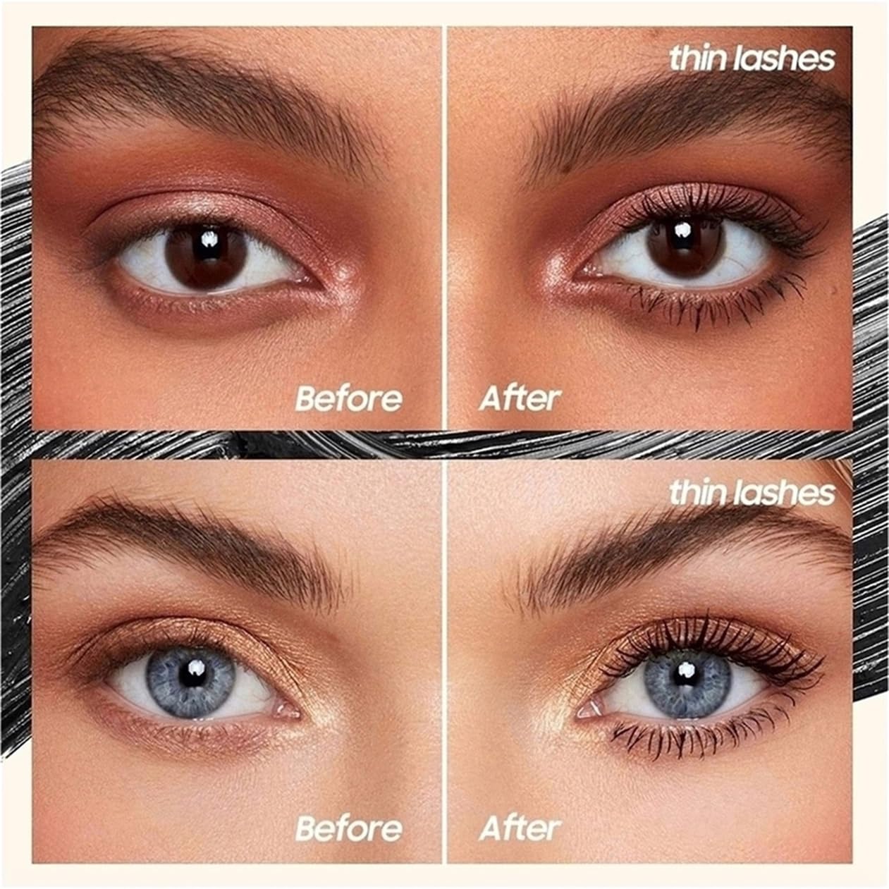 Tubing Mascara Instant Extensions - Black 2-1 Curling Eyelashes and No Clumping, Waterproof Mascara for Volumizing and Lengthening, Create Natural Eye Makeup (0.28 fl. oz)