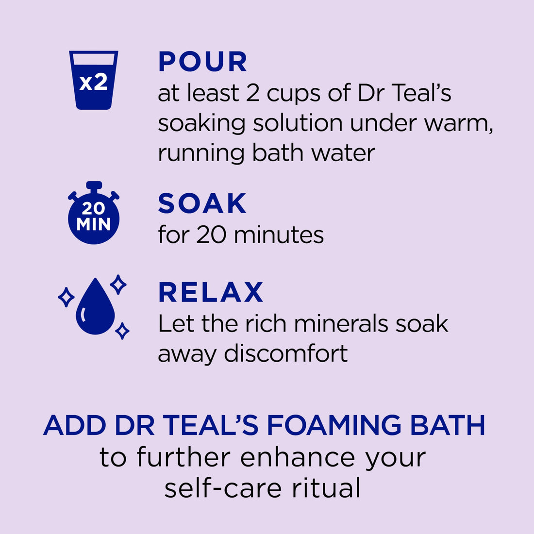 Dr Teal's Pure Epsom Magnesium Salt Soak and Foaming Bath, Soothe & Sleep with Lavender Essential Oils, Duo Pack